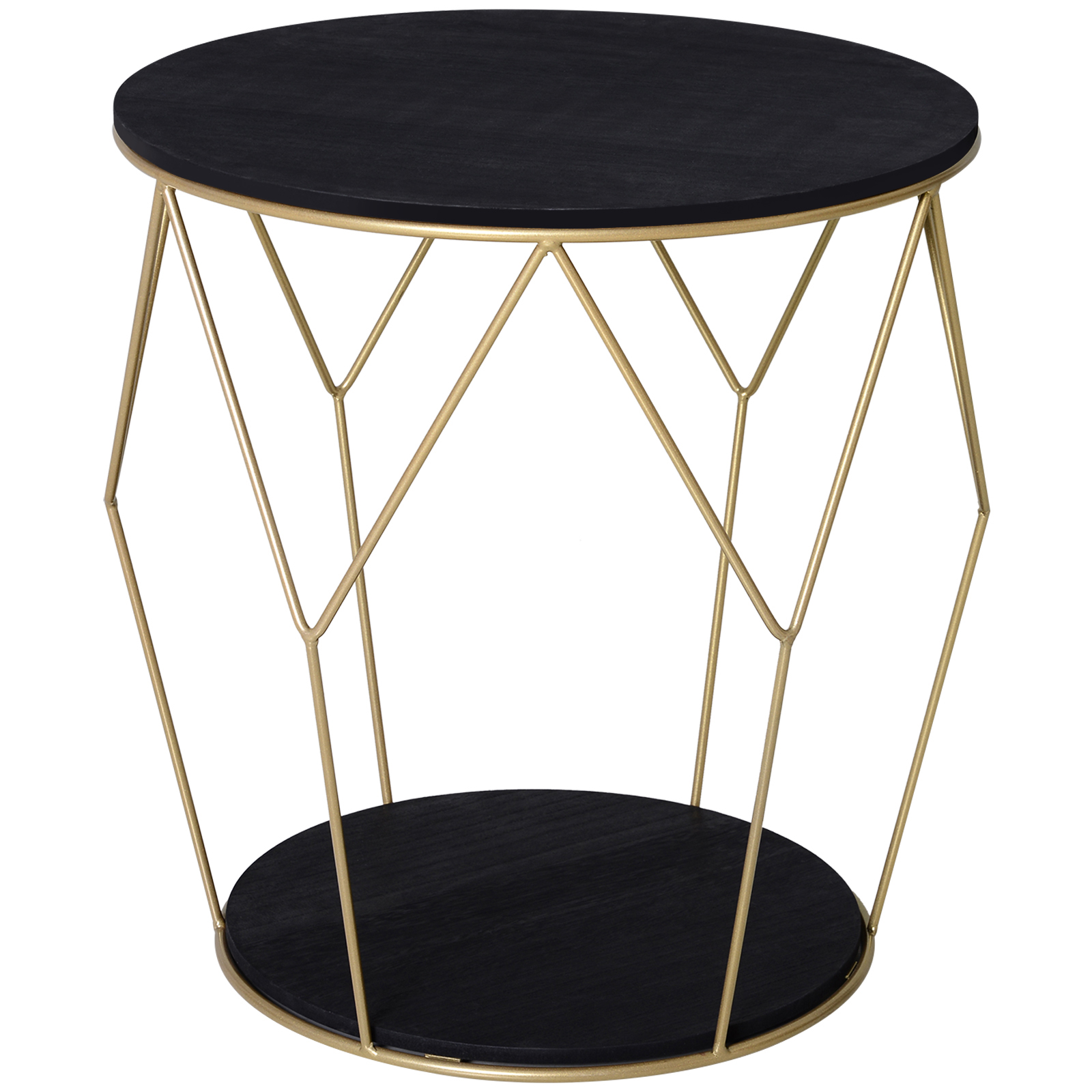 Table basse ronde design style art déco noir doré