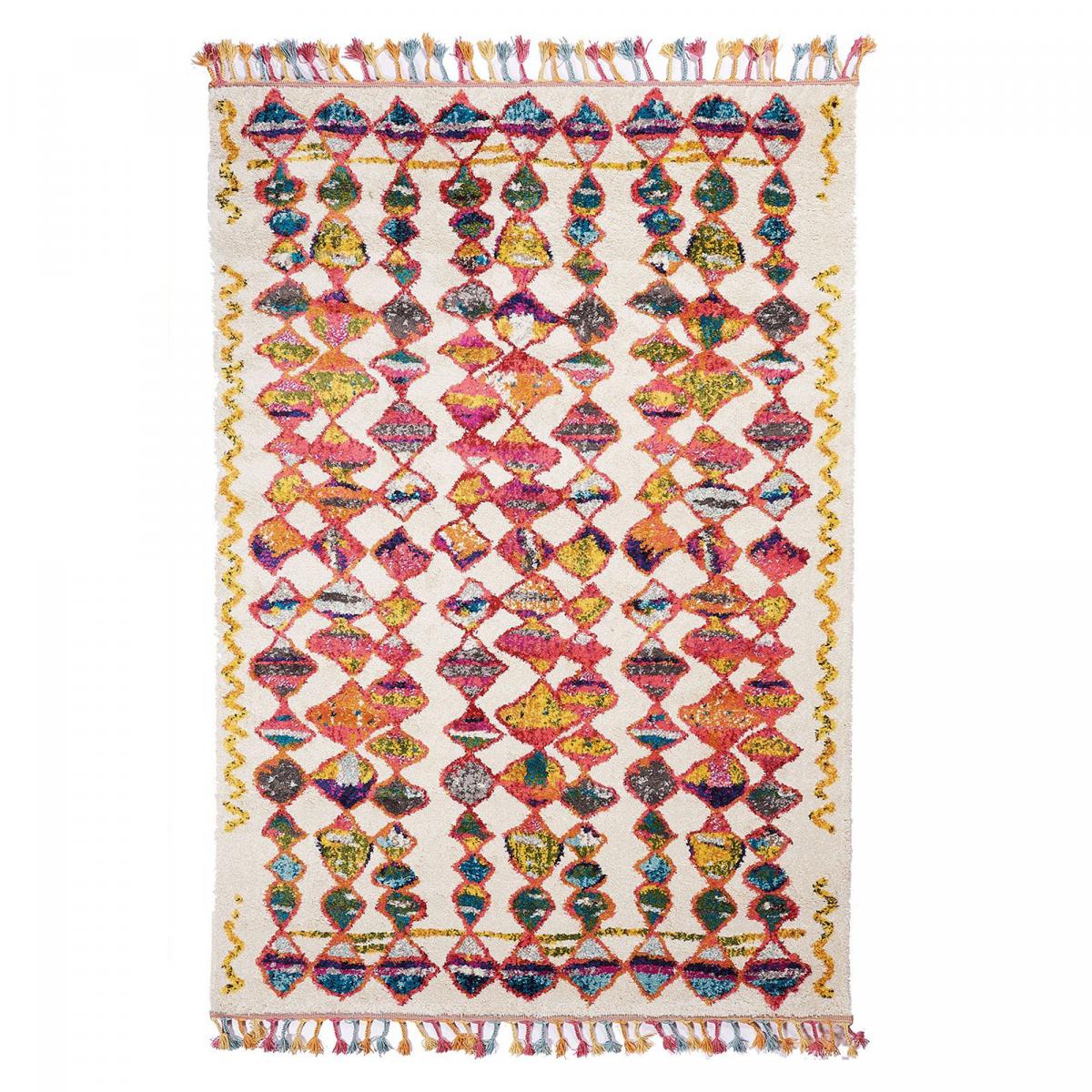 Tapis berbère style en polypropylène multicolore 60x110 Tapis berbère style en polypropylène multicolore 60x110