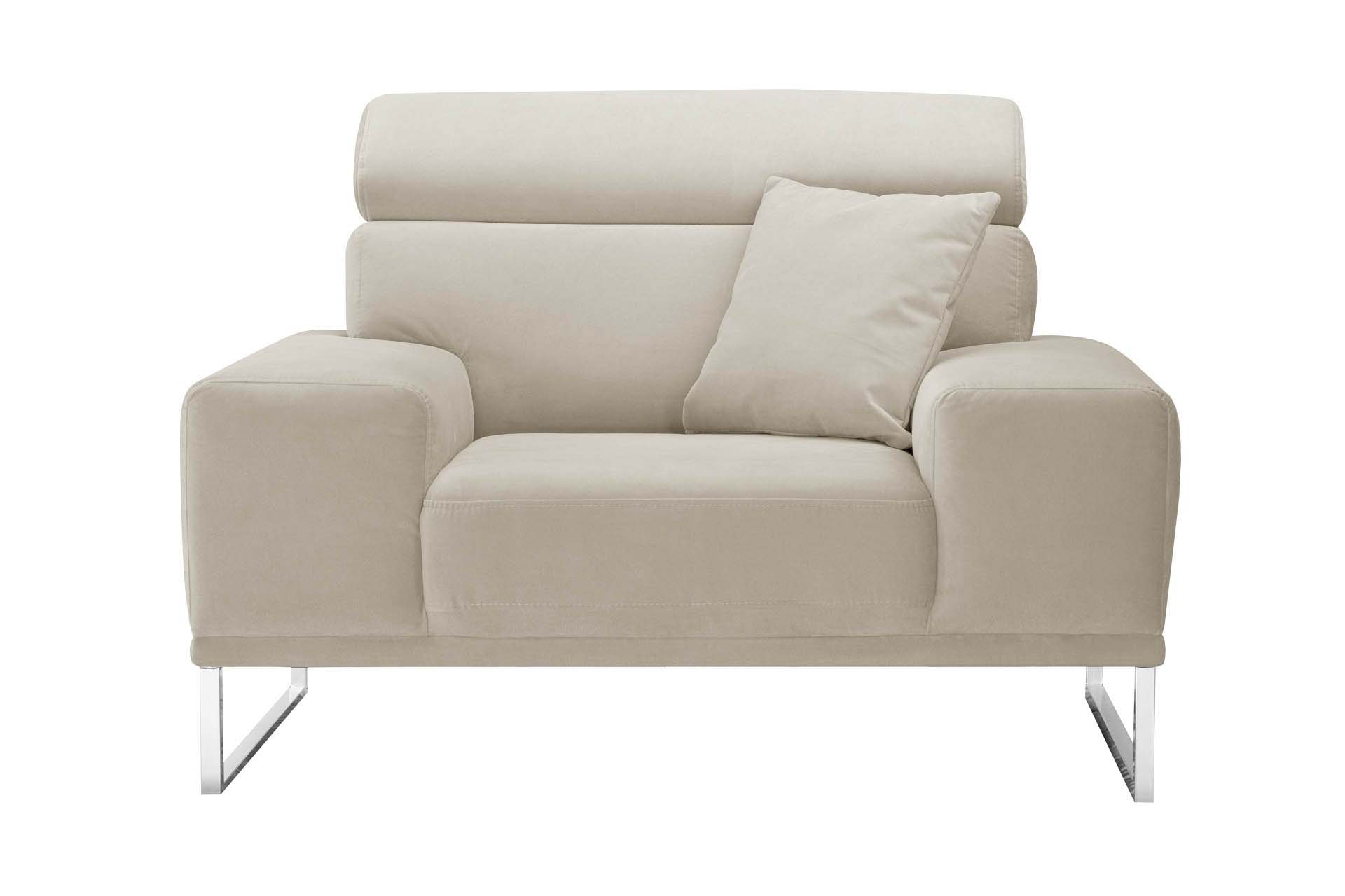 Fauteuil 1 place en velours crème Fauteuil 1 place en velours crème