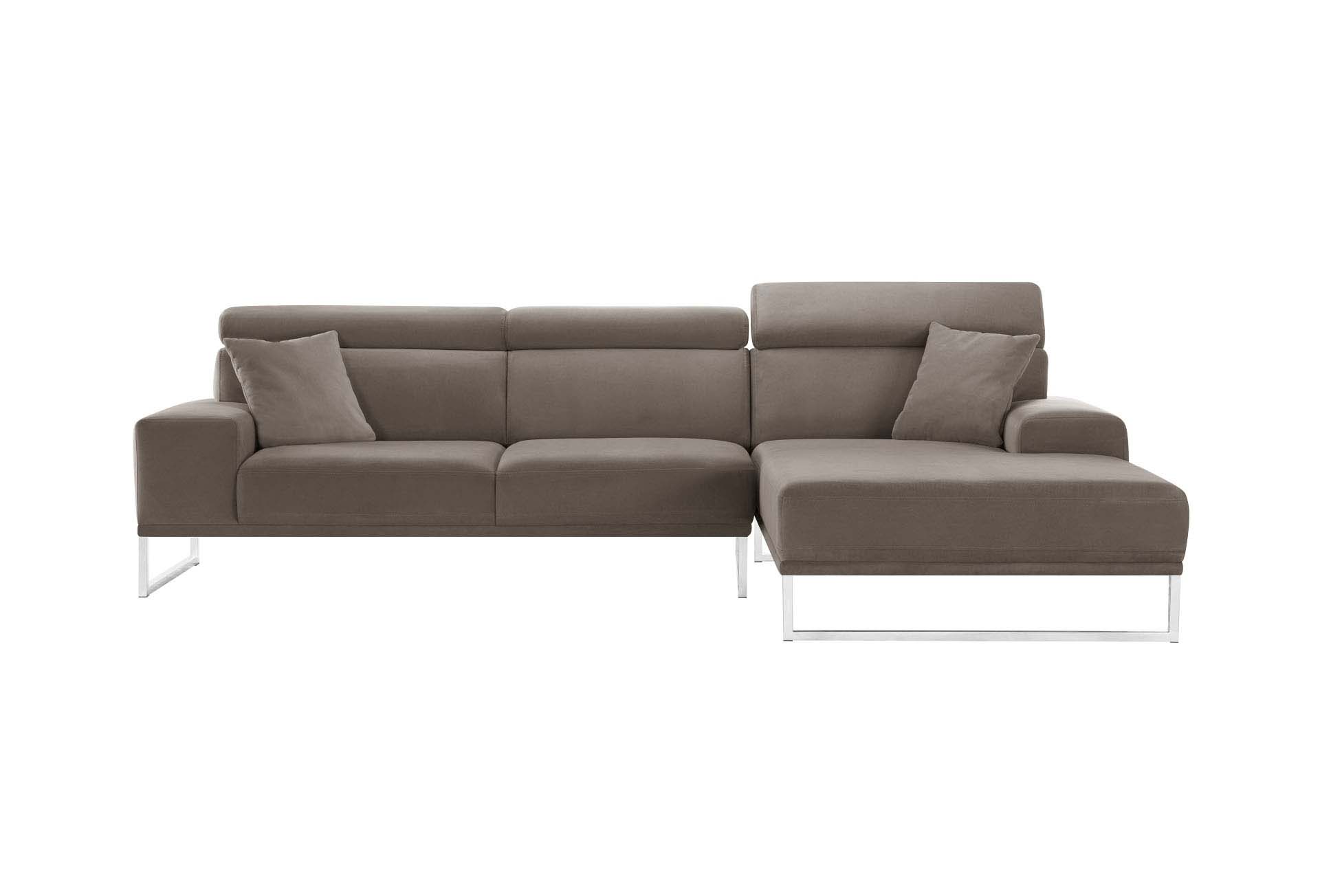 Canapé d'angle droit 5 places en velours taupe Canapé d'angle droit 5 places en velours taupe