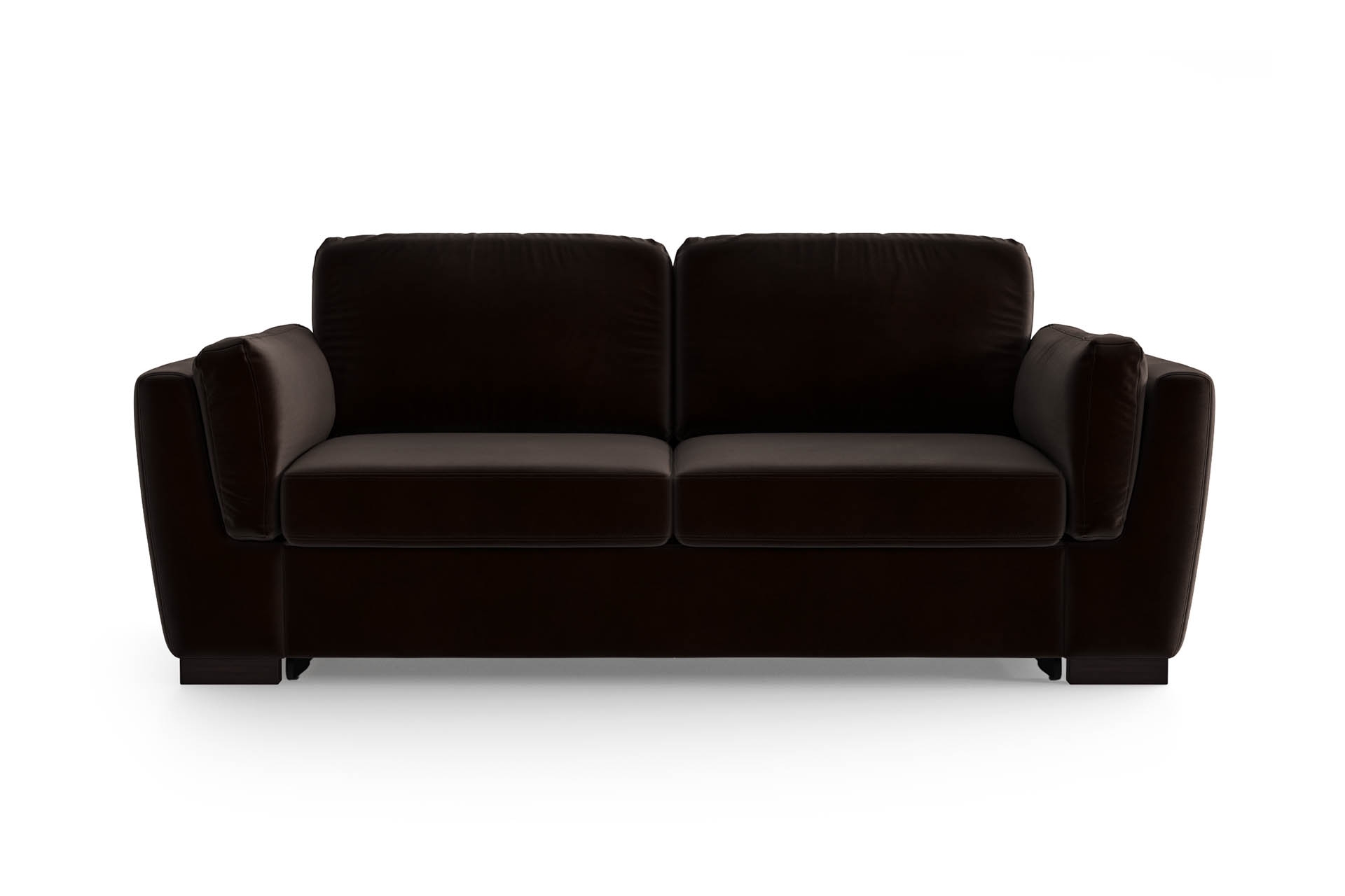 Canapé convertible 2 places en velours marron (photo) Canapé convertible 2 places en velours marron