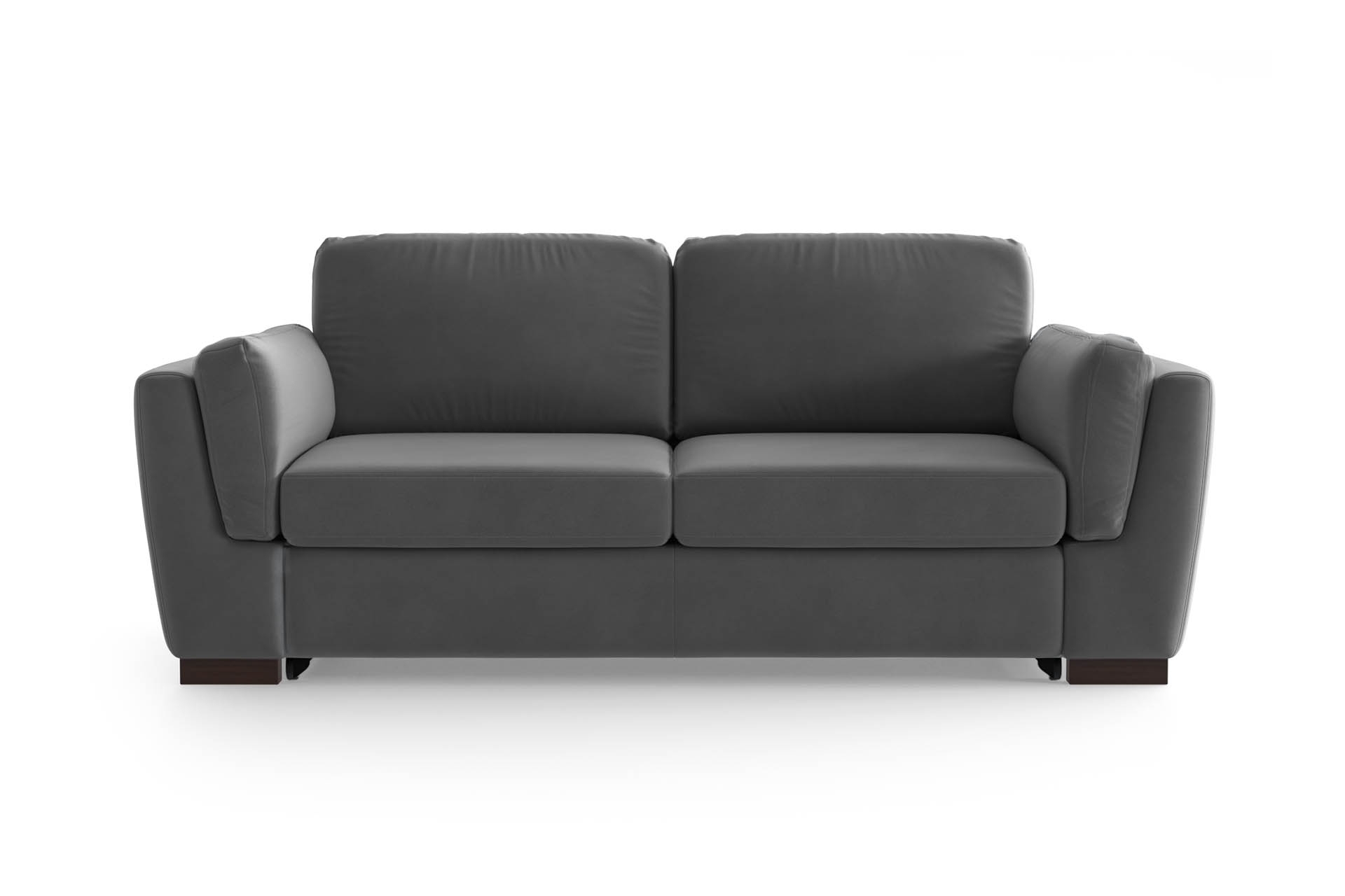 Canapé convertible 2 places en velours gris clair (photo) Canapé convertible 2 places en velours gris clair