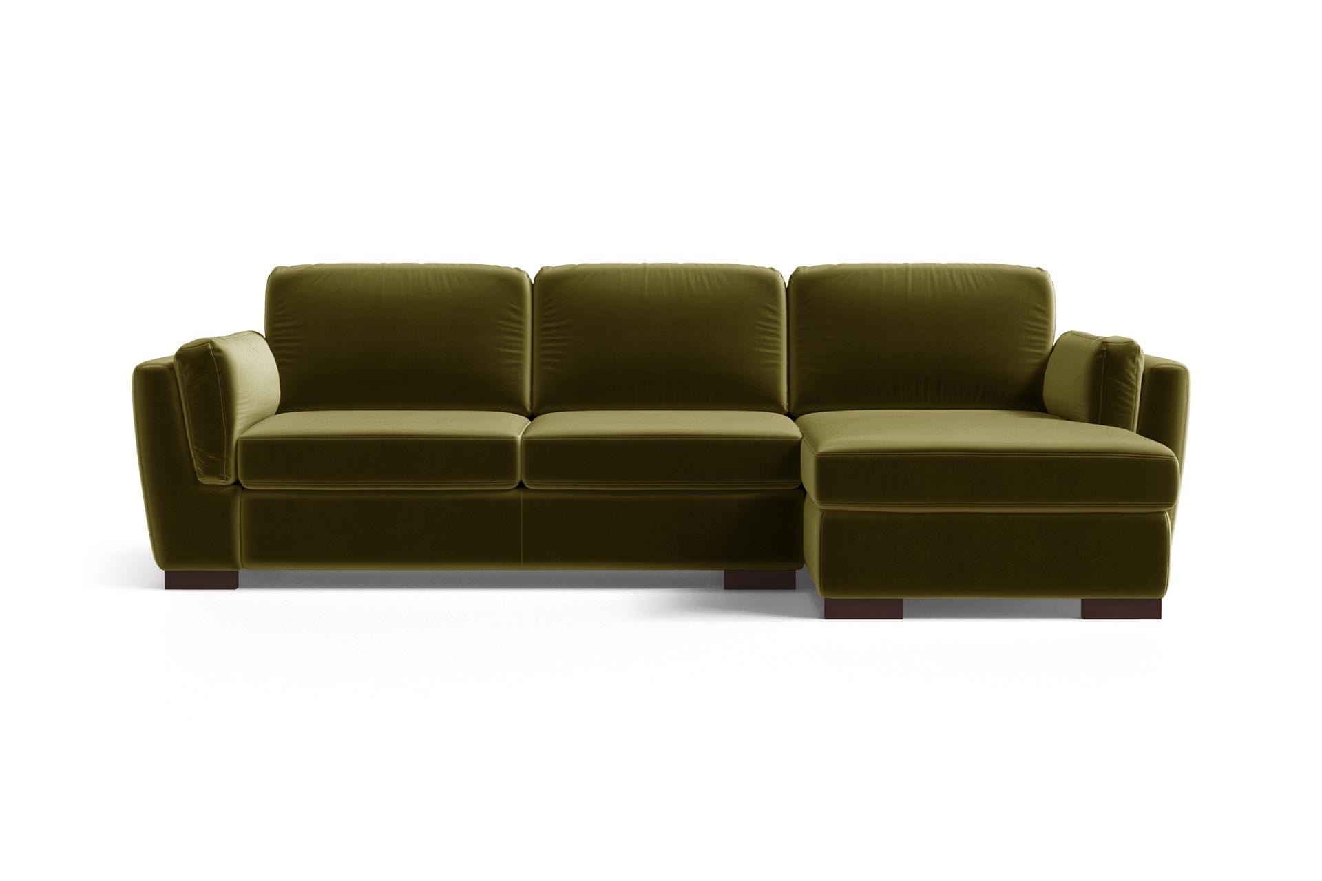 Canapé d'angle droit 4 places en velours vert Canapé d'angle droit 4 places en velours vert