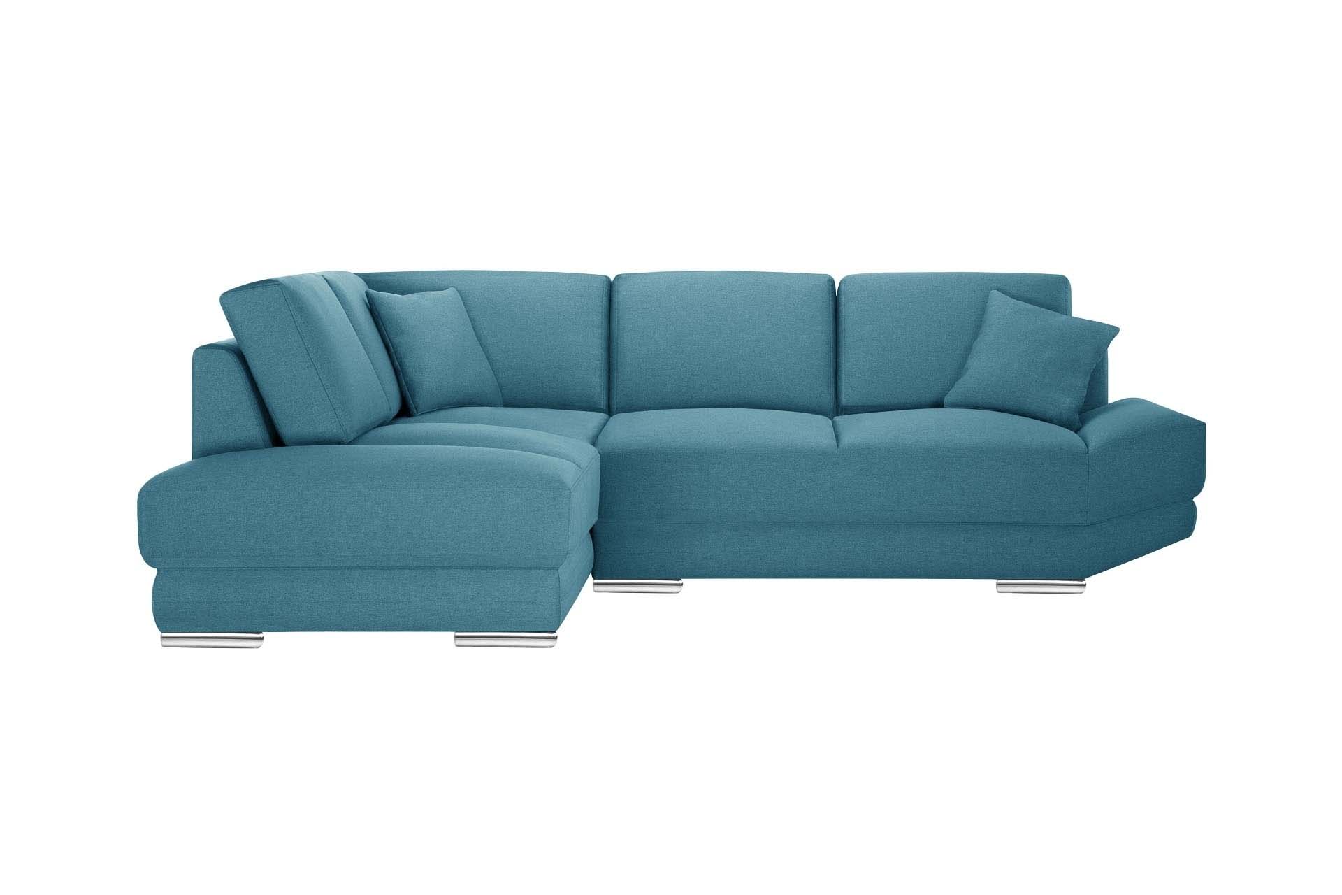 Canapé d'angle gauche 5 places toucher lin turquoise Canapé d'angle gauche 5 places toucher lin turquoise