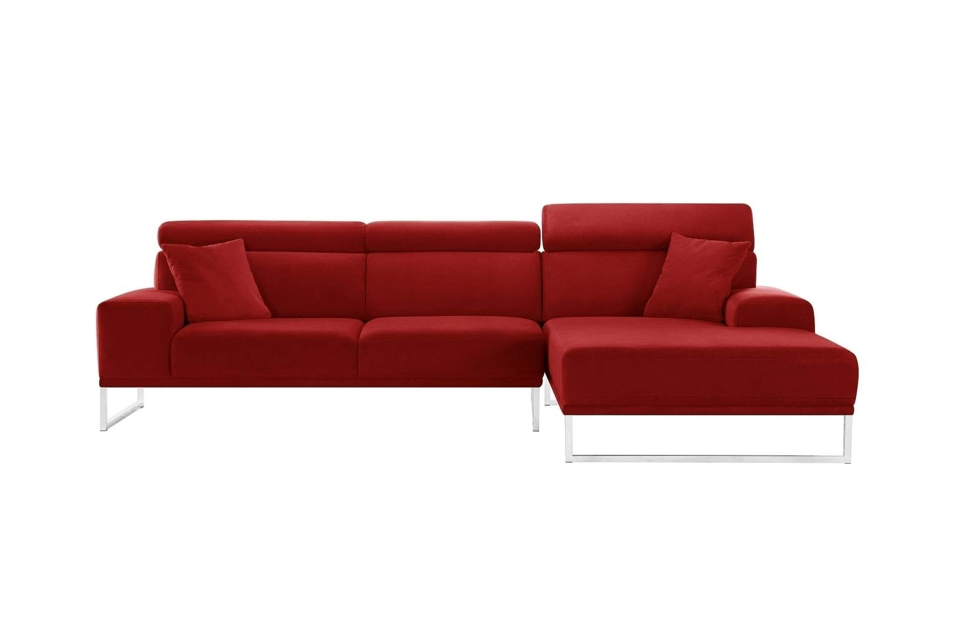 Canapé d'angle droit 5 places en velours glamour rouge Canapé d'angle droit 5 places en velours glamour rouge