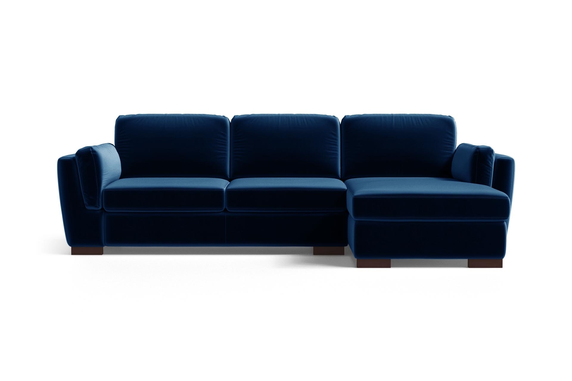 Canapé d'angle droit 4 places en velours bleu Canapé d'angle droit 4 places en velours bleu