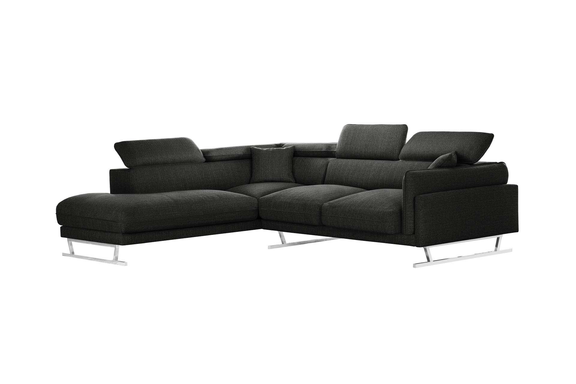 Canapé d'angle gauche 6 places toucher lin anthracite Canapé d'angle gauche 6 places toucher lin anthracite