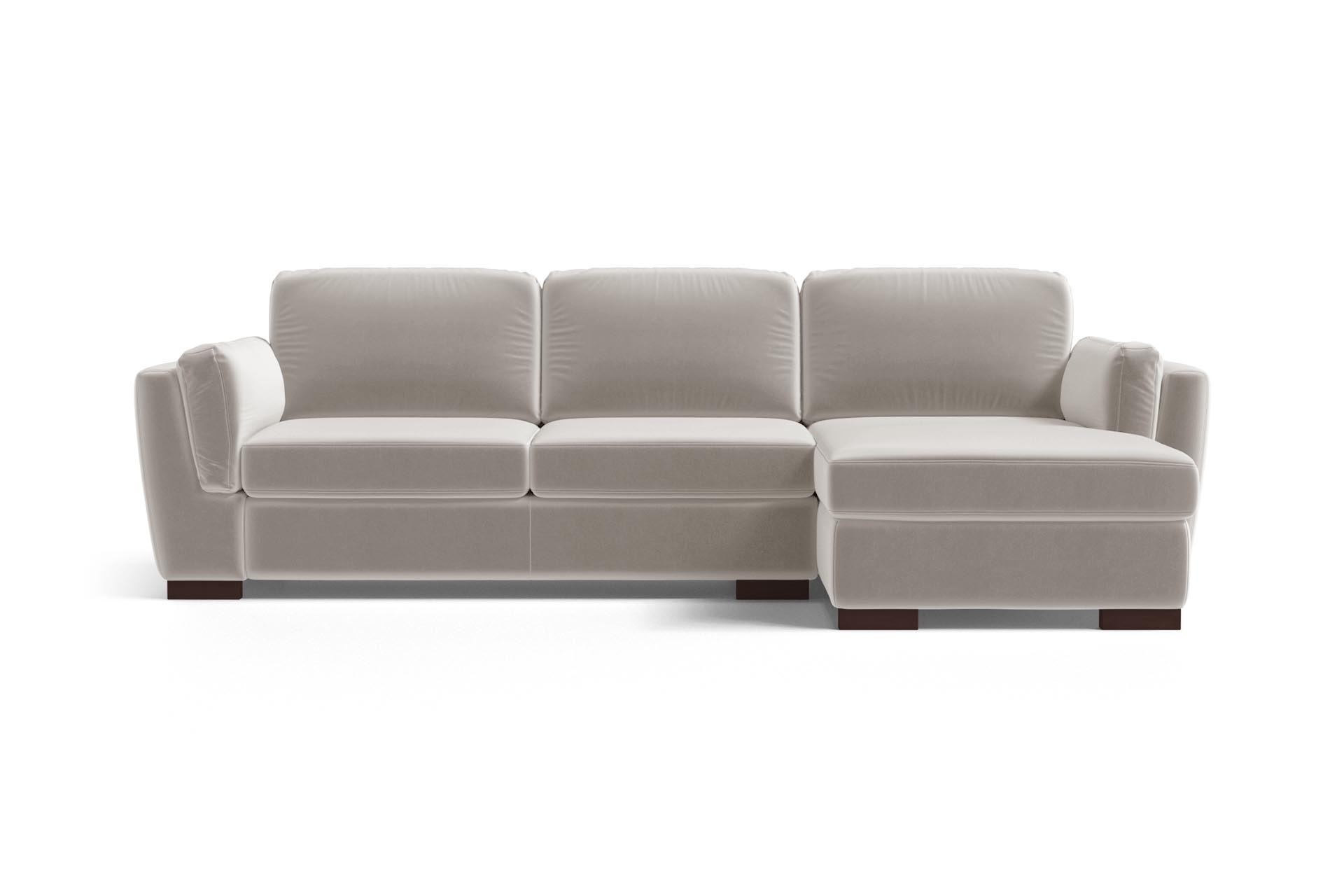 Canapé d'angle droit 4 places en velours taupe Canapé d'angle droit 4 places en velours taupe