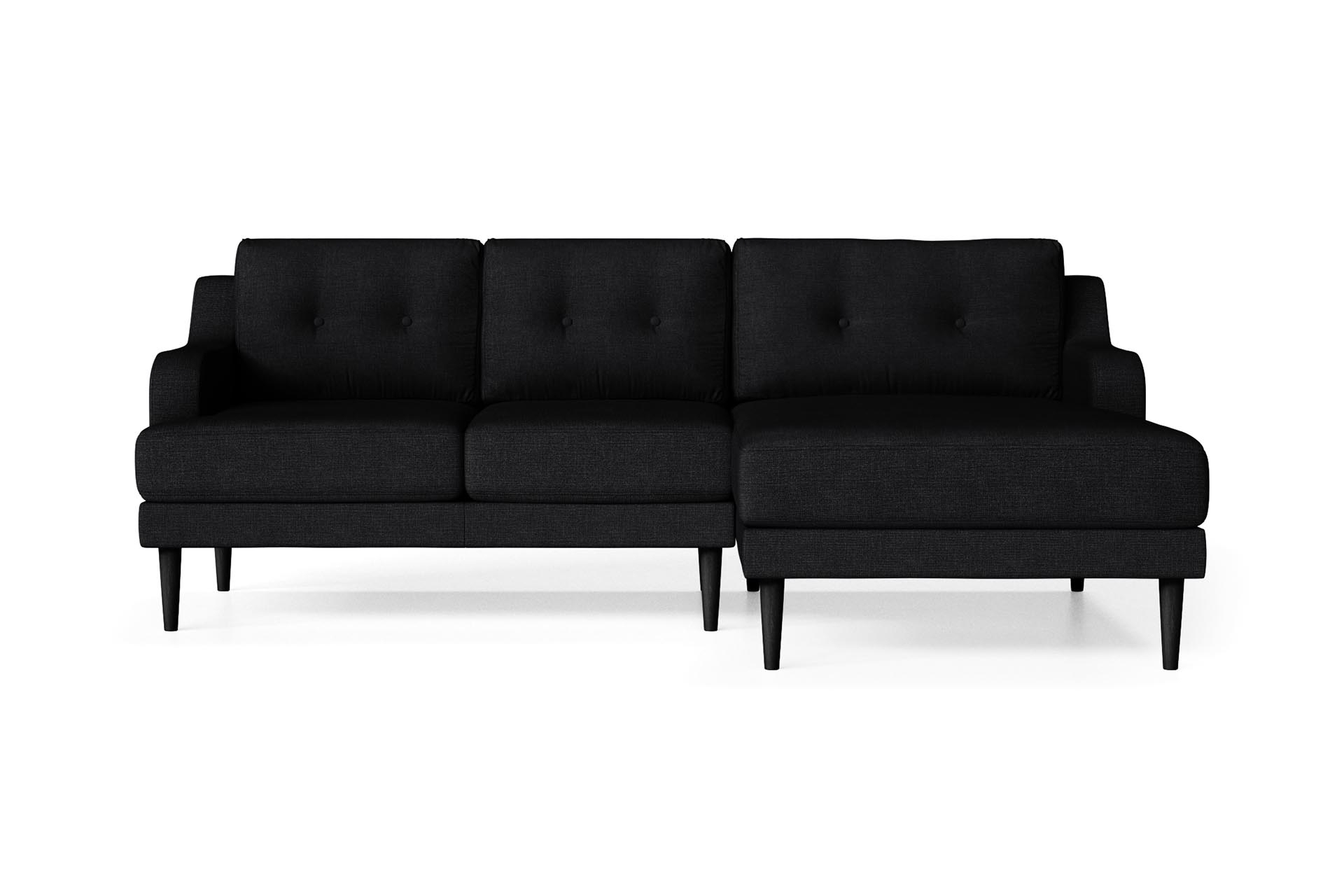 Canapé d'angle droit 4 places toucher lin noir Canapé d'angle droit 4 places toucher lin noir