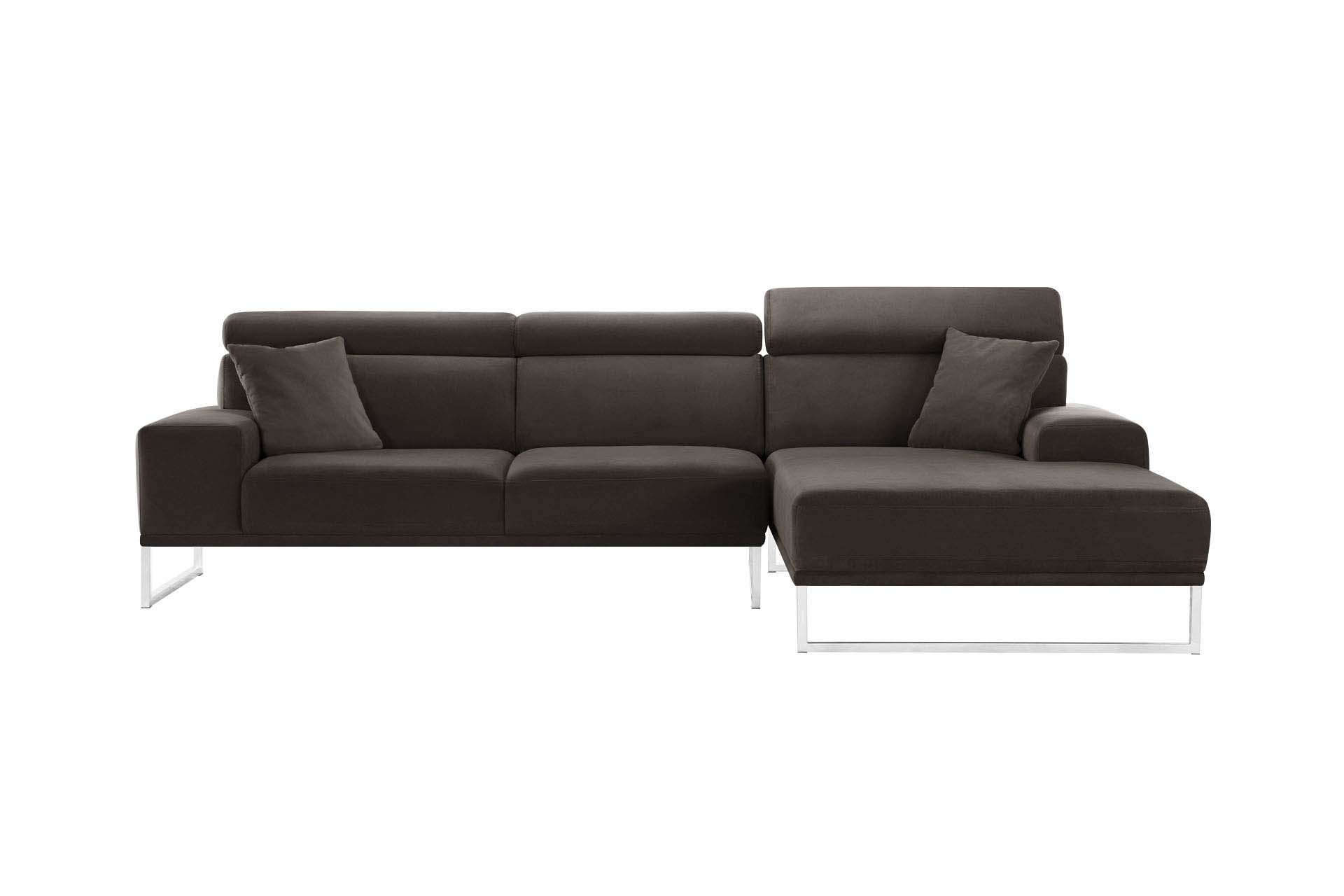 Canapé d'angle droit 5 places en velours marron cendré Canapé d'angle droit 5 places en velours marron cendré