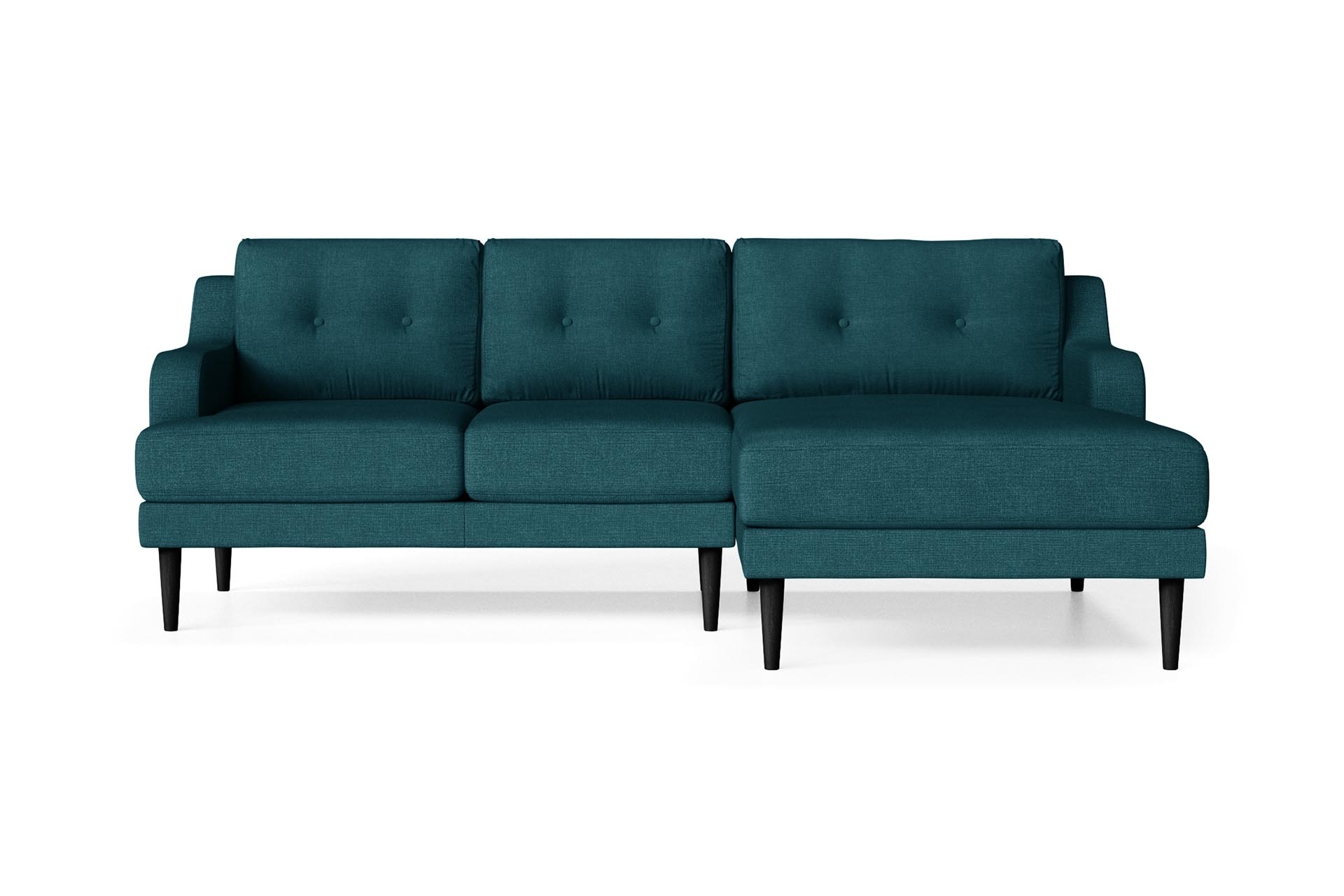 Canapé d'angle droit 4 places toucher lin turquoise Canapé d'angle droit 4 places toucher lin turquoise