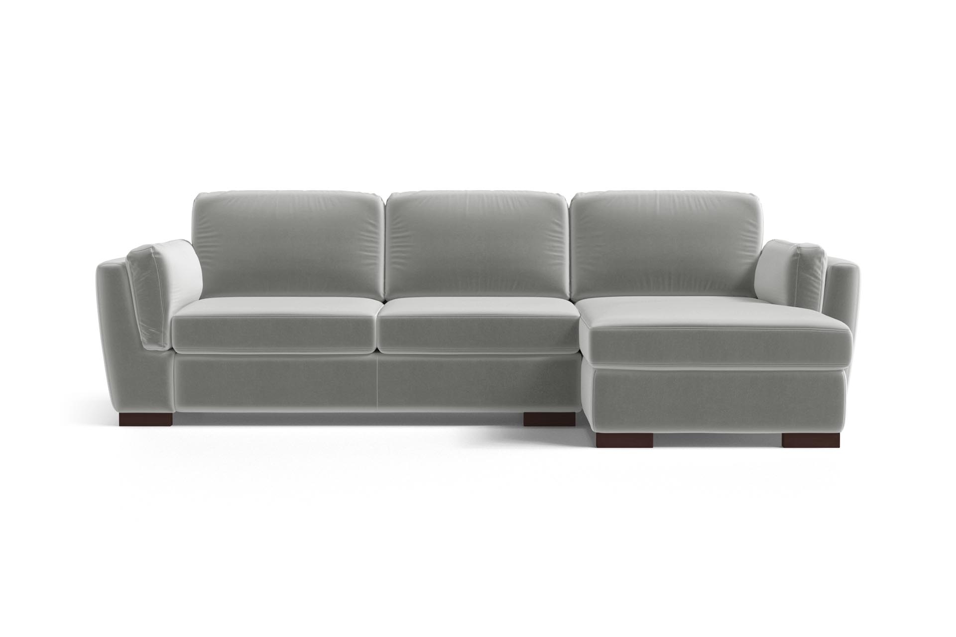 Canapé d'angle droit 4 places en velours gris clair Canapé d'angle droit 4 places en velours gris clair