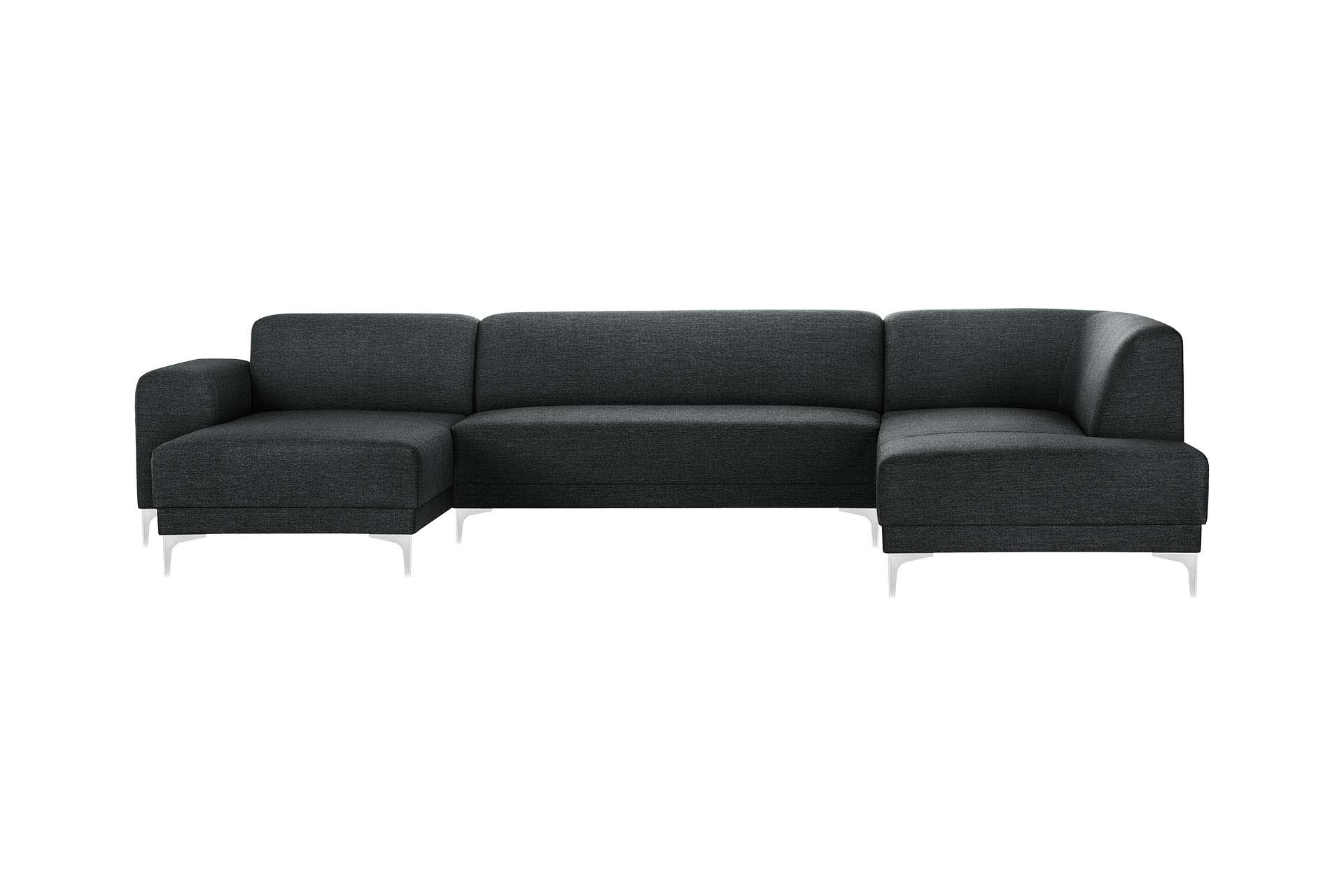 Canapé d'angle gauche 6 places toucher lin anthracite Canapé d'angle gauche 6 places toucher lin anthracite
