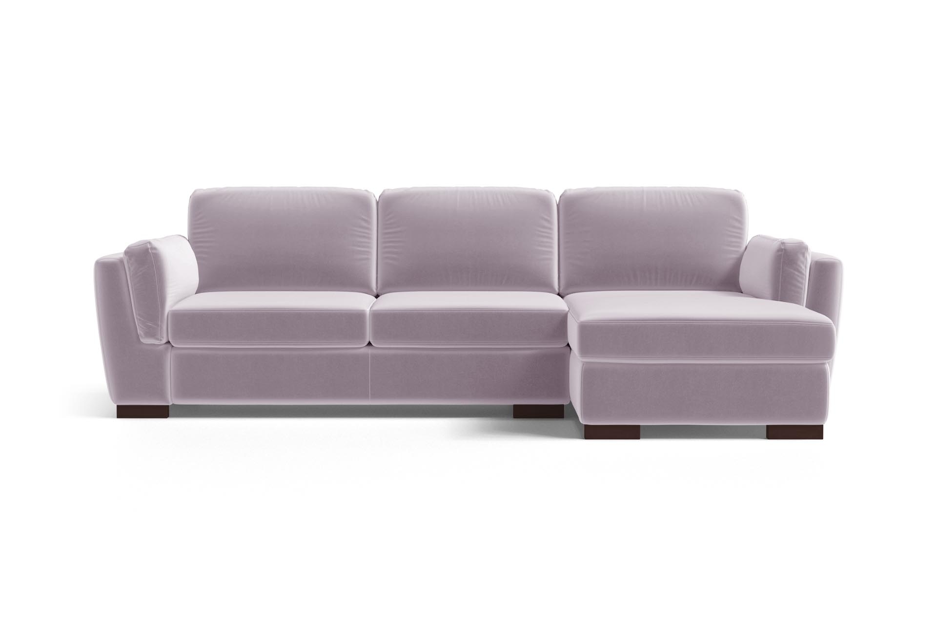 Canapé d'angle droit 4 places en velours lilas Canapé d'angle droit 4 places en velours lilas