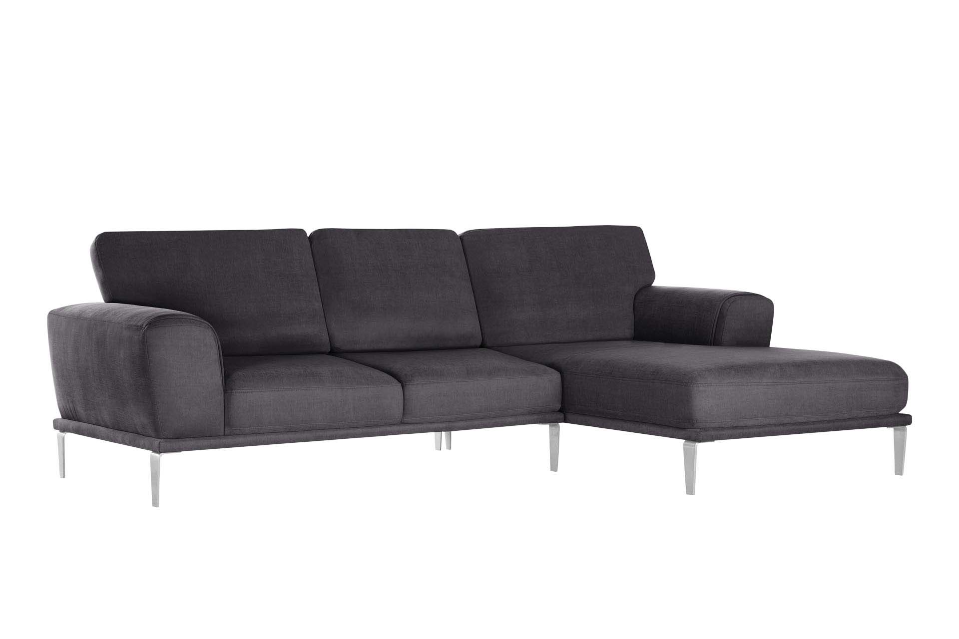 Canapé d'angle droit 5 places toucher coton anthracite Canapé d'angle droit 5 places toucher coton anthracite