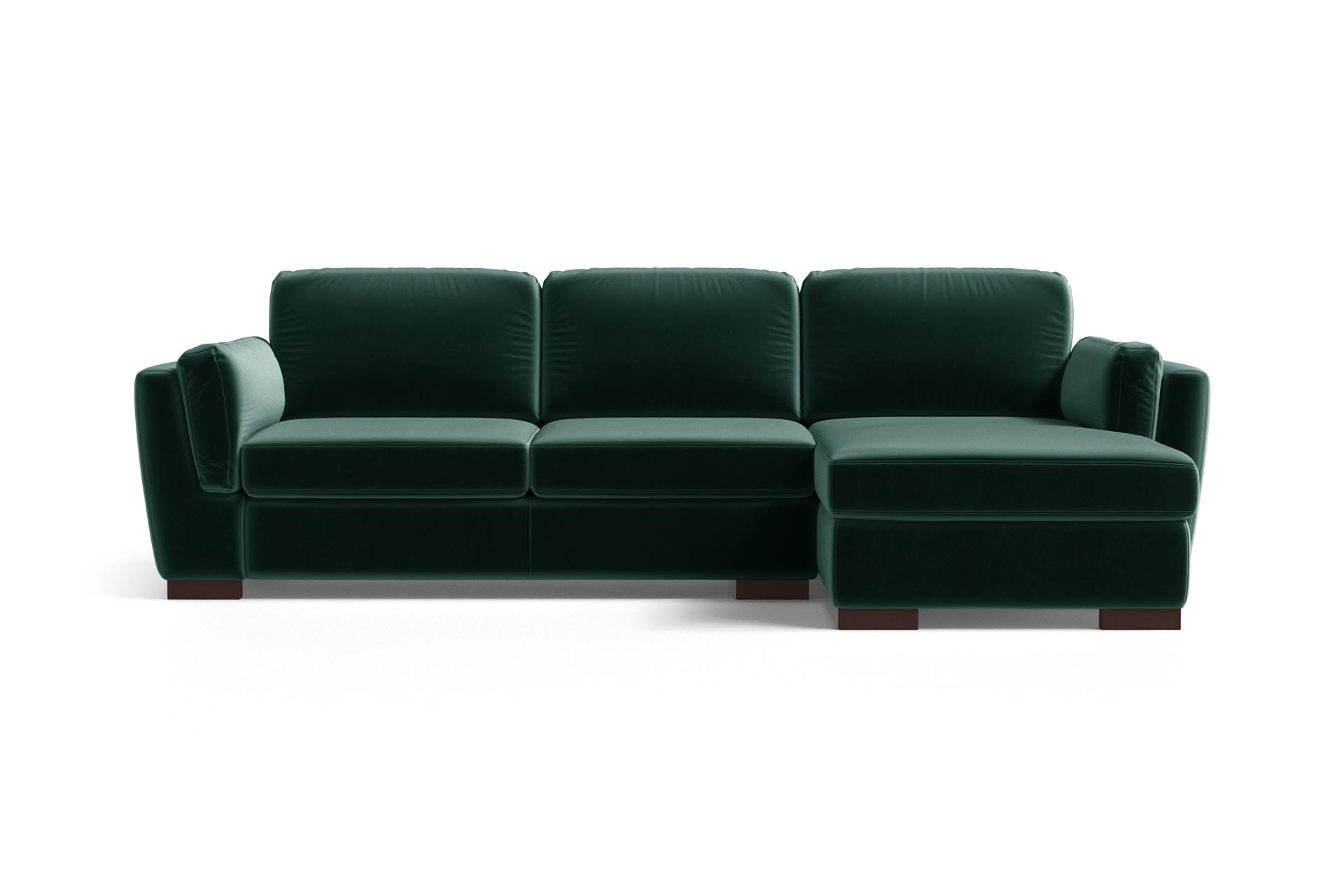 Canapé d'angle droit 4 places en velours vert bouteille Canapé d'angle droit 4 places en velours vert bouteille