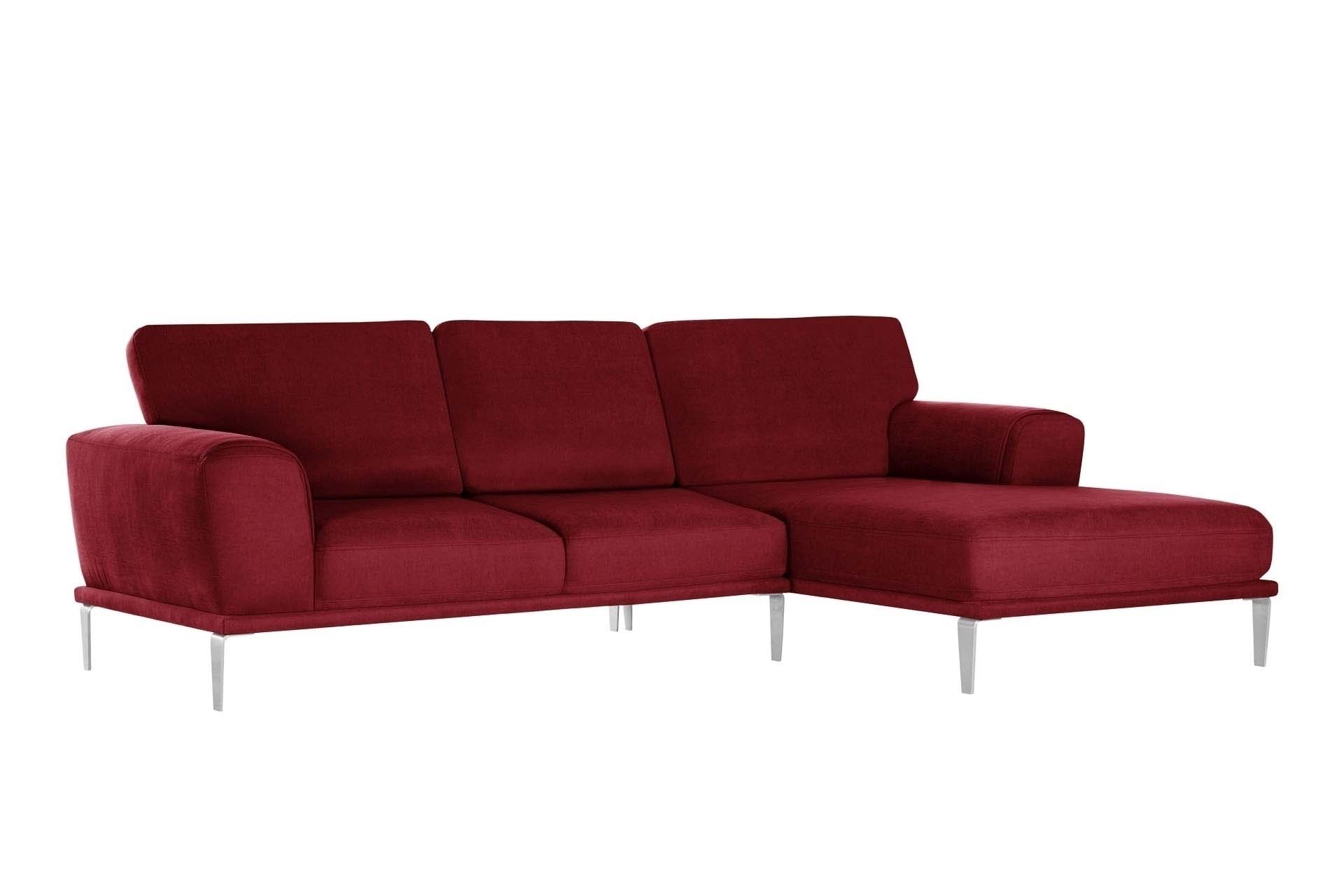 Canapé d'angle droit 5 places toucher coton glamour rouge Canapé d'angle droit 5 places toucher coton glamour rouge