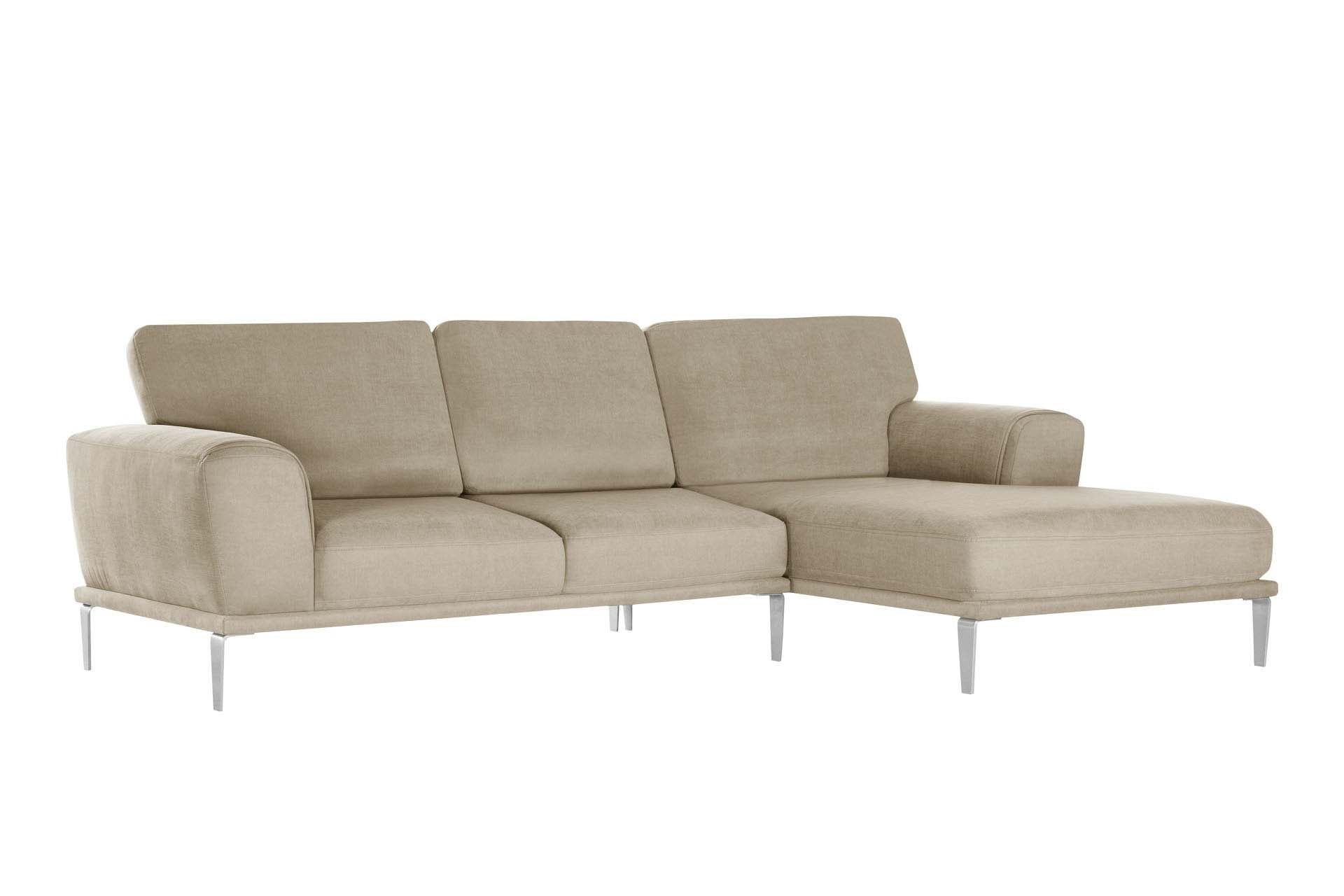 Canapé d'angle droit 5 places toucher coton beige Canapé d'angle droit 5 places toucher coton beige