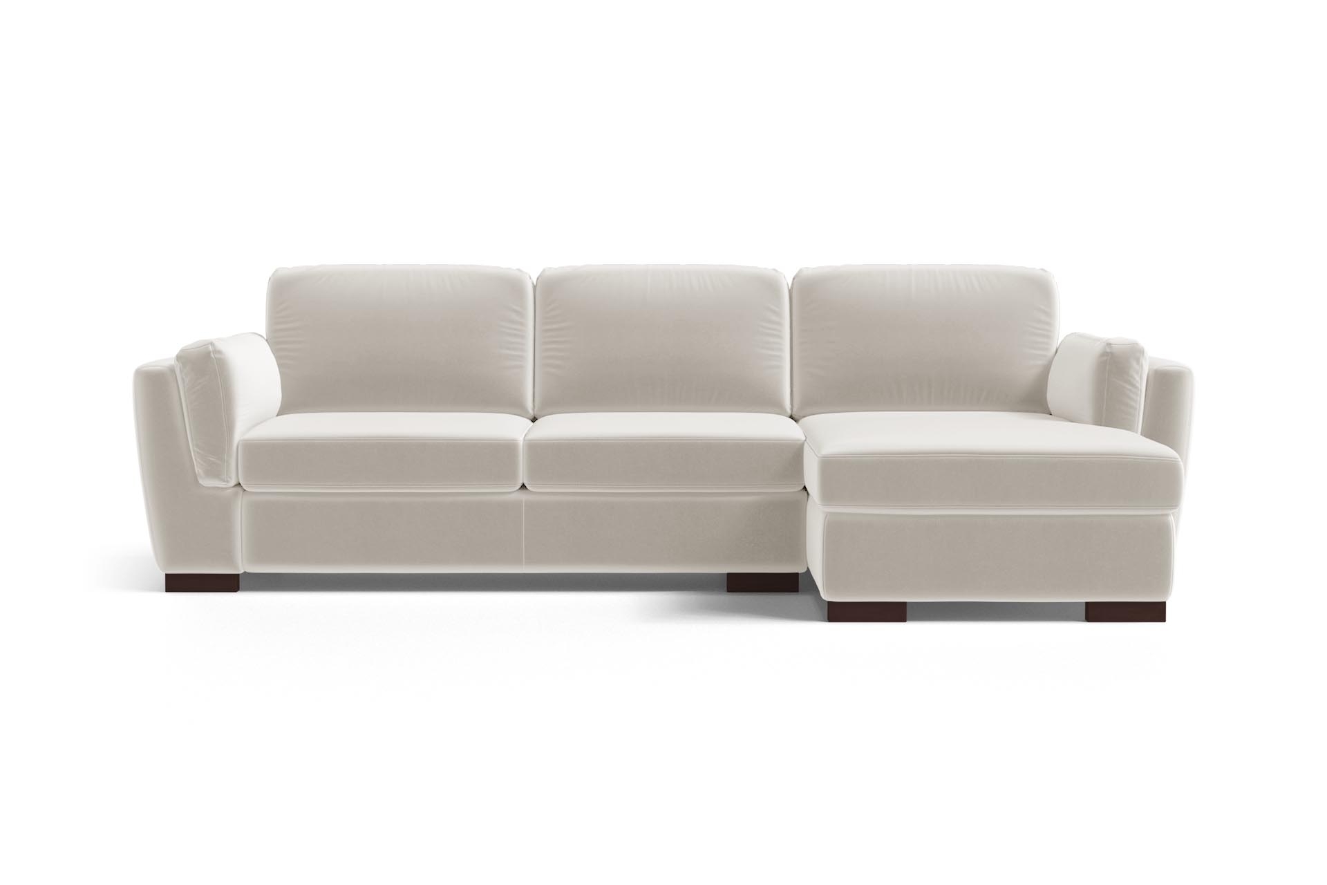 Canapé d'angle droit 4 places en velours blanc cassé Canapé d'angle droit 4 places en velours blanc cassé
