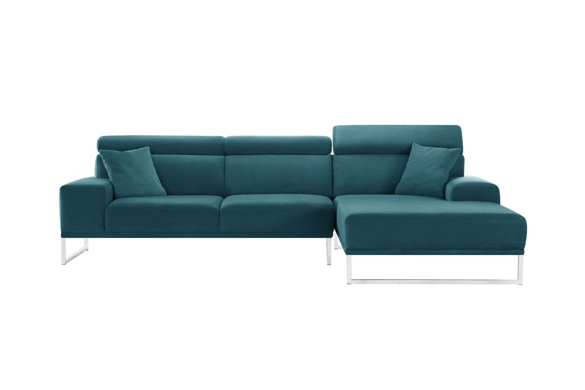 Canapé d'angle droit 5 places en velours bleu turquoise Canapé d'angle droit 5 places en velours bleu turquoise