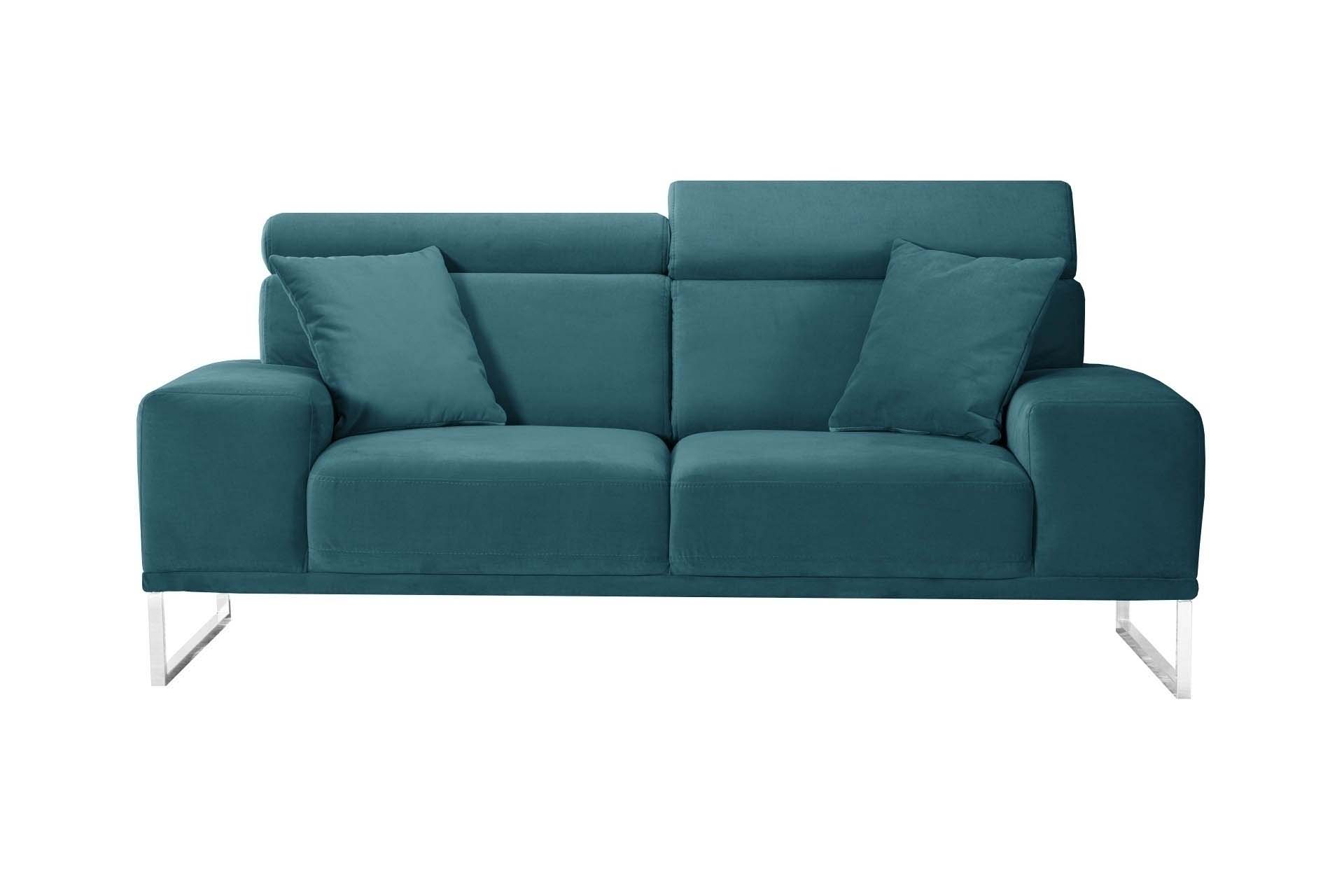 Canapé 2 places en velours bleu turquoise (photo) Canapé 2 places en velours bleu turquoise