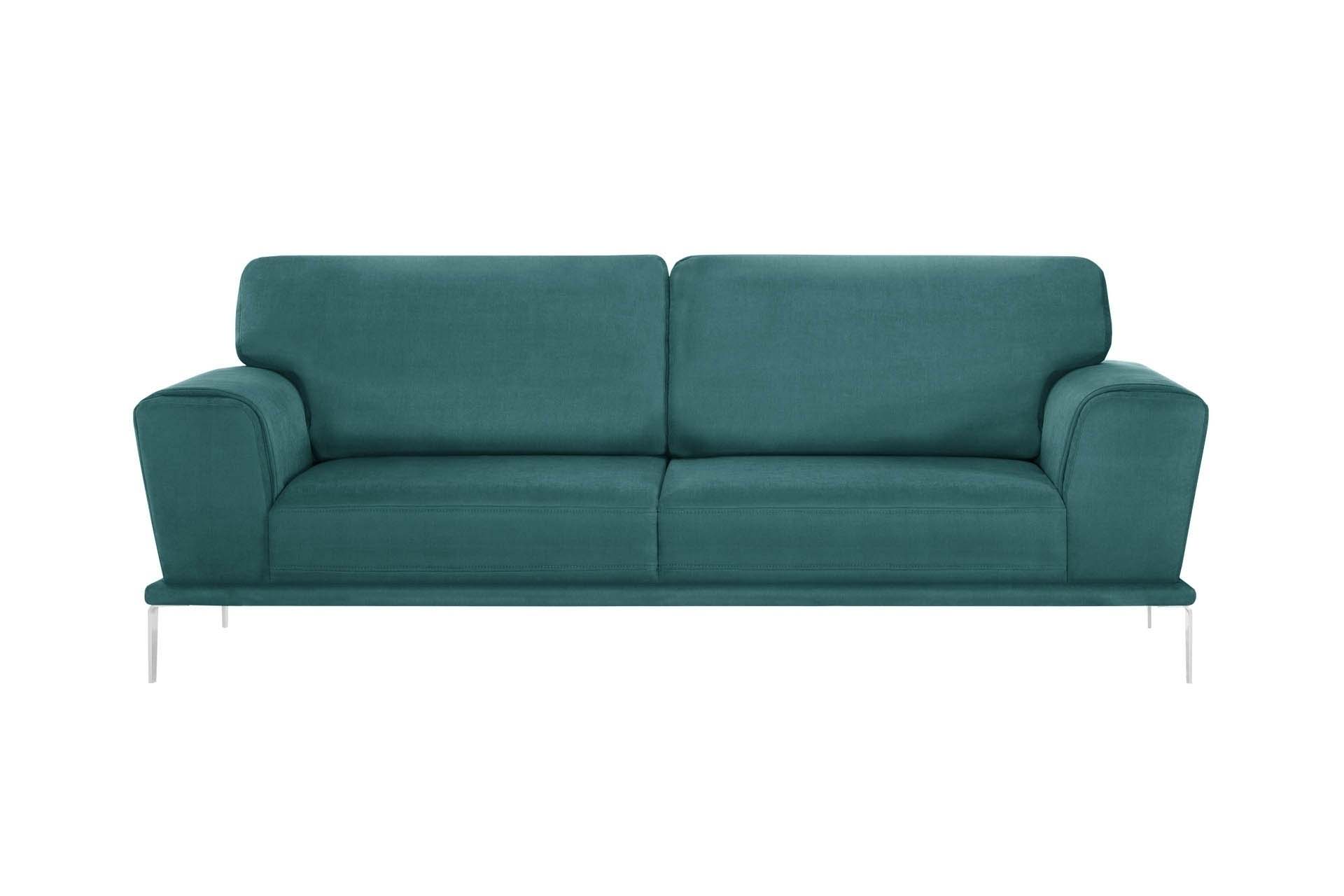 Canapé 3 places toucher coton turquoise (photo) Canapé 3 places toucher coton turquoise