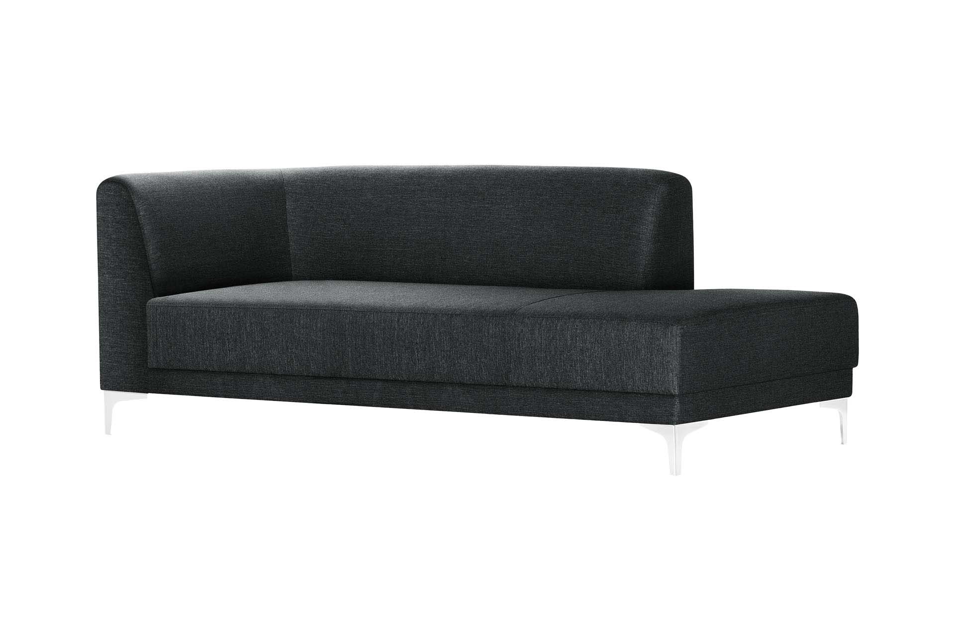 Méridienne d'angle droit 1 place toucher lin anthracite (photo) Méridienne d'angle droit 1 place toucher lin anthracite