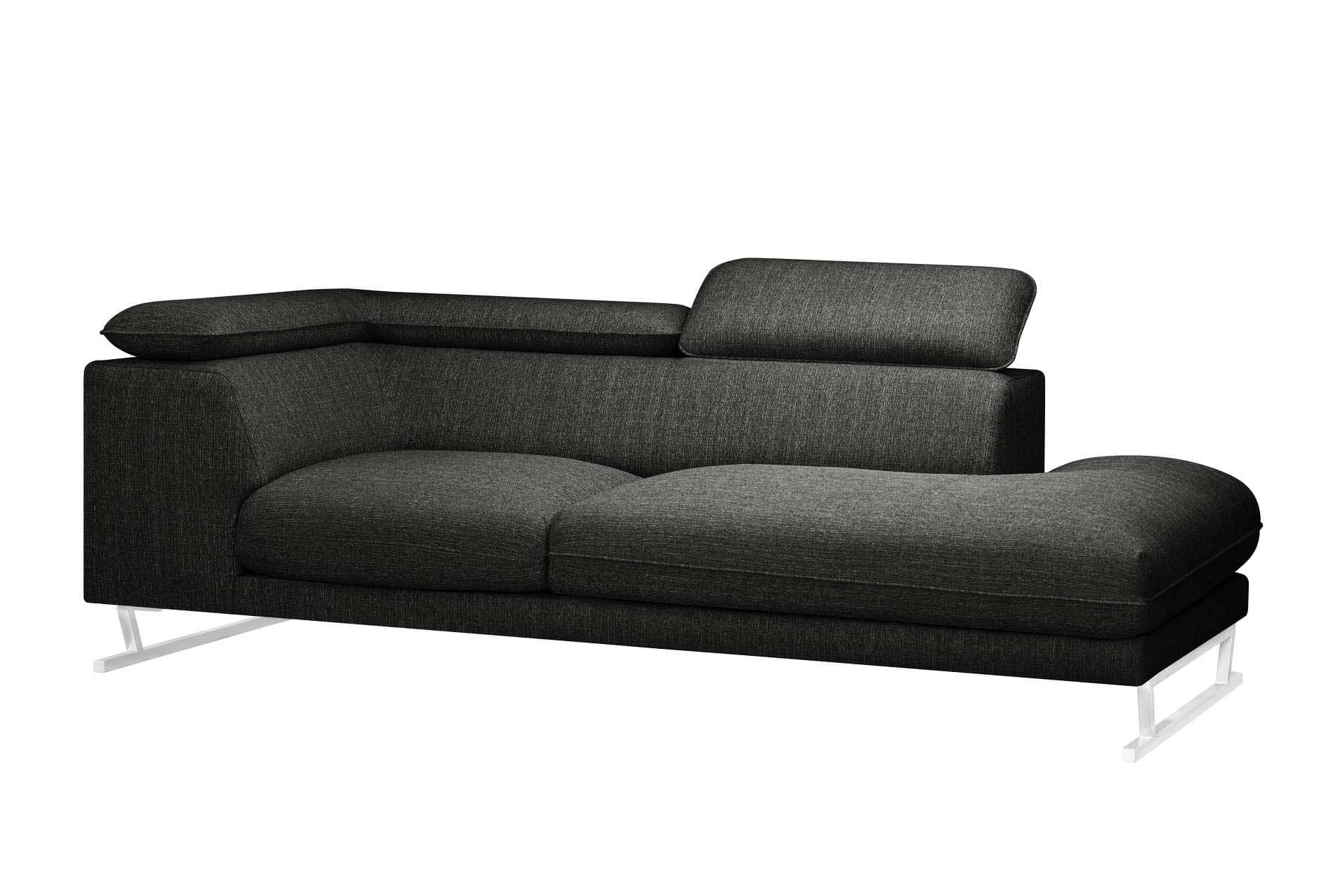 Méridienne d'angle droit 1 place toucher lin anthracite (photo) Méridienne d'angle droit 1 place toucher lin anthracite