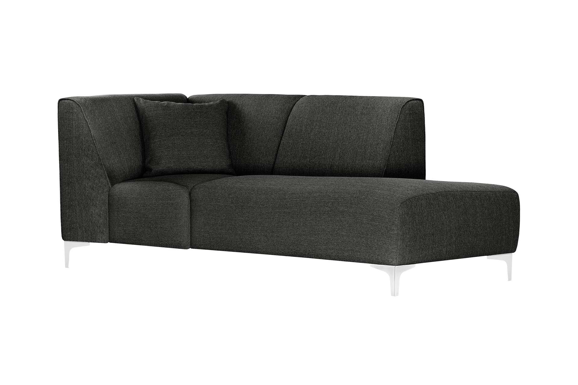Méridienne d'angle droit 1 place toucher lin anthracite (photo) Méridienne d'angle droit 1 place toucher lin anthracite