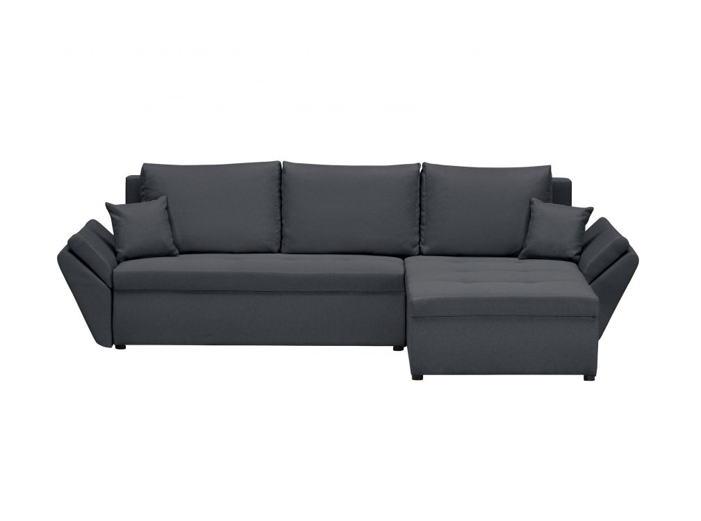 Canapé d'angle gris foncé convertible et réversible avec coffre
