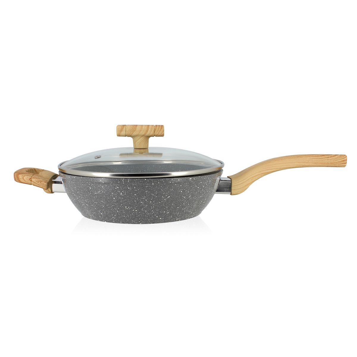 Sauteuse avec couvercle et poignées en aluminium et bois 24 cm Sauteuse avec couvercle et poignées en aluminium et bois 24 cm