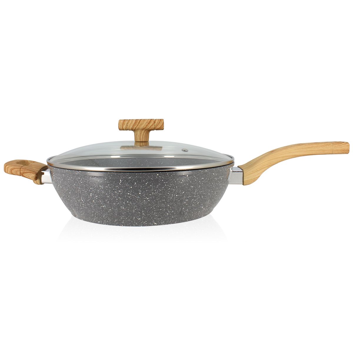 Sauteuse avec couvercle et poignées en aluminium et bois 28 cm Sauteuse avec couvercle et poignées en aluminium et bois 28 cm
