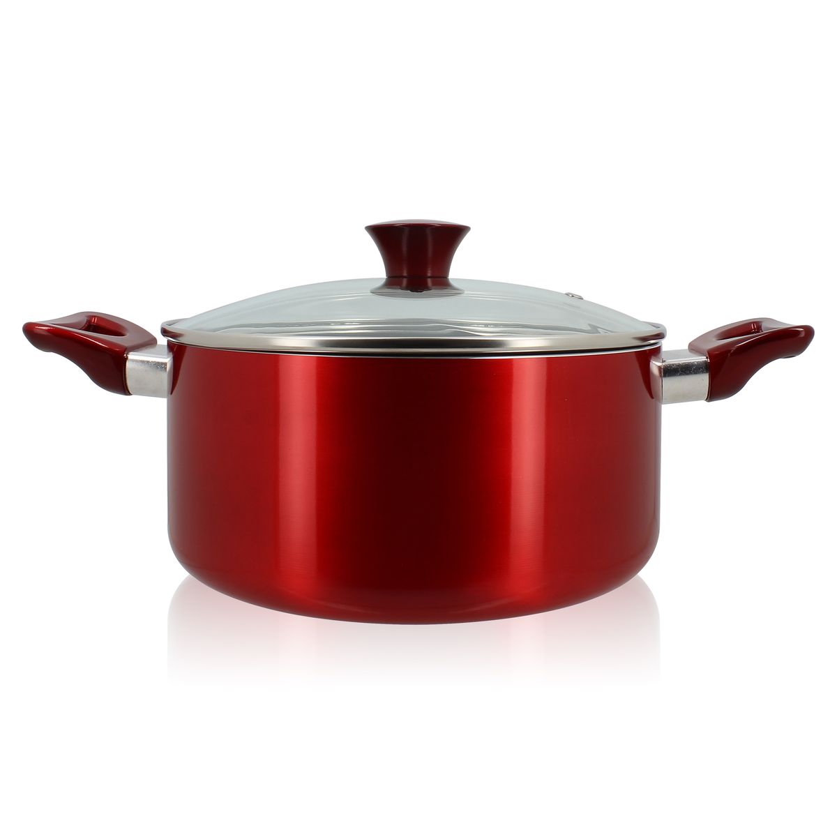 Faitout avec couvercle en aluminium et verre 24 cm Faitout avec couvercle en aluminium et verre 24 cm