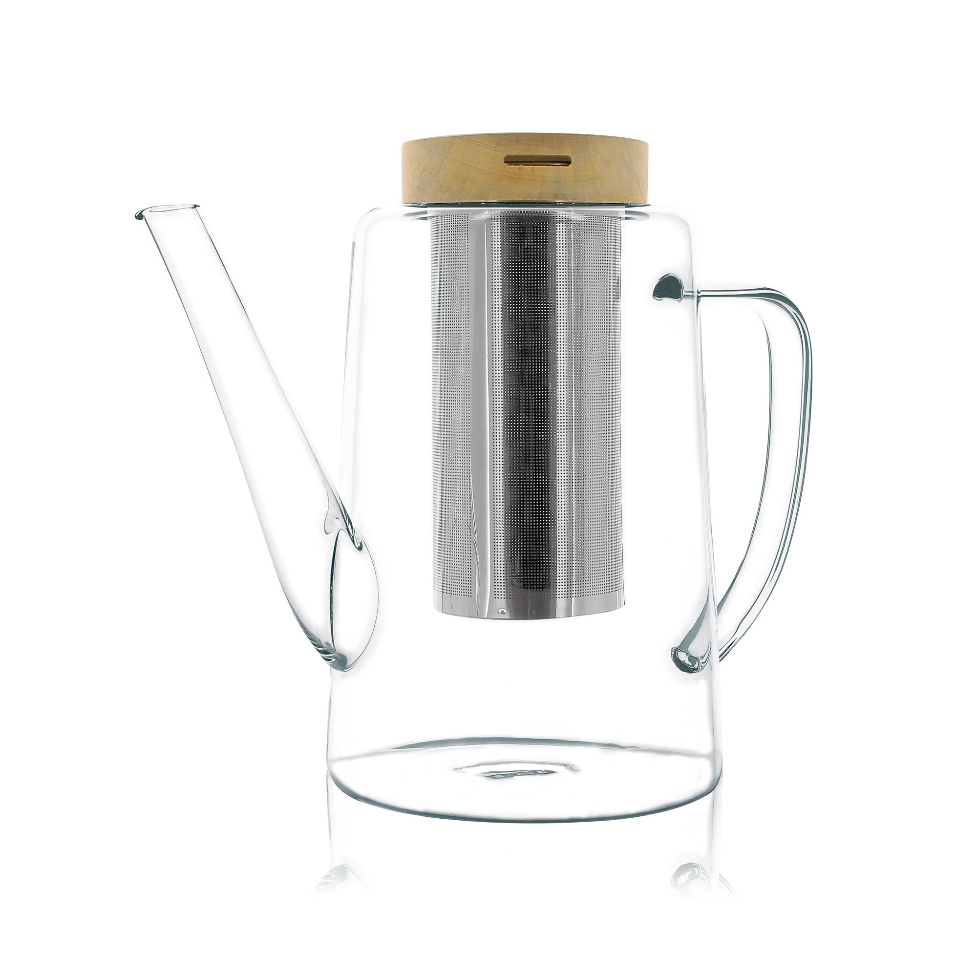Théière avec couvercle en verre borosilicate et bois 1,2L Théière avec couvercle en verre borosilicate et bois 1,2L