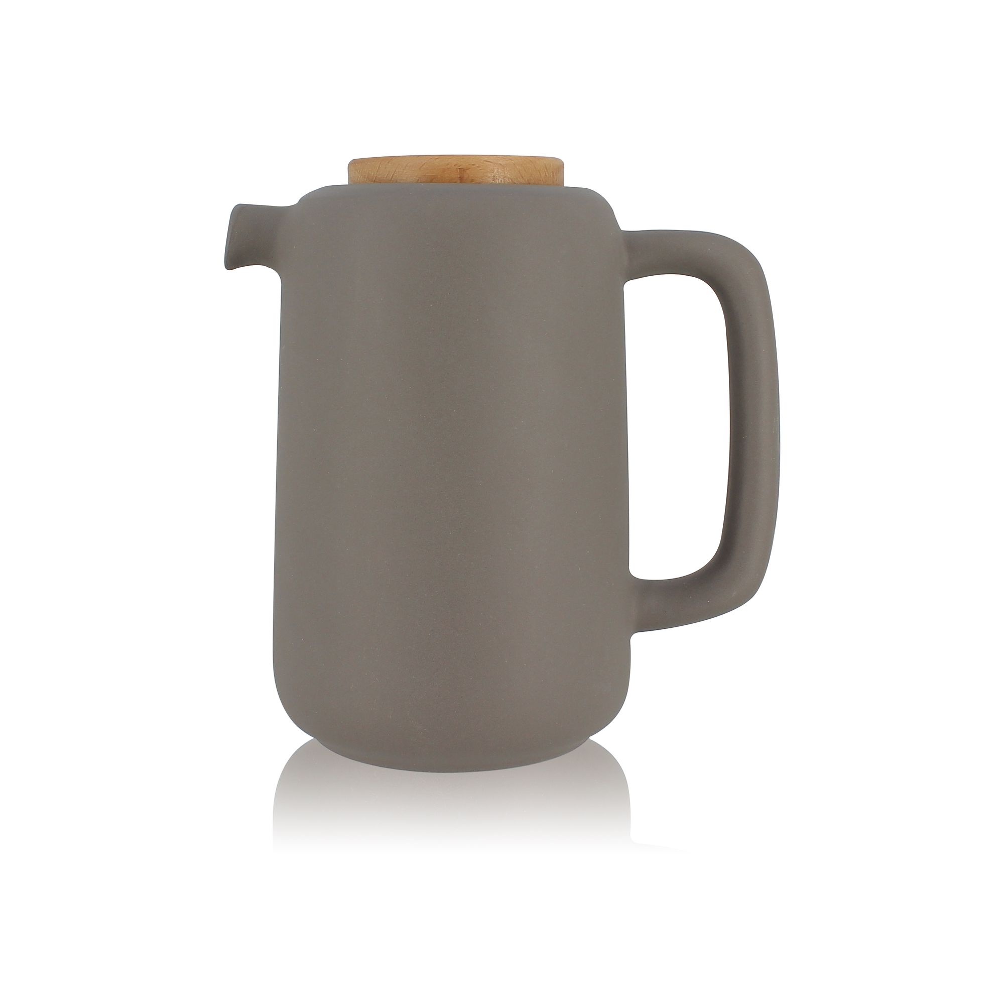Théière avec couvercle en grès et bois 900 ml (photo) Théière avec couvercle en grès et bois 900 ml