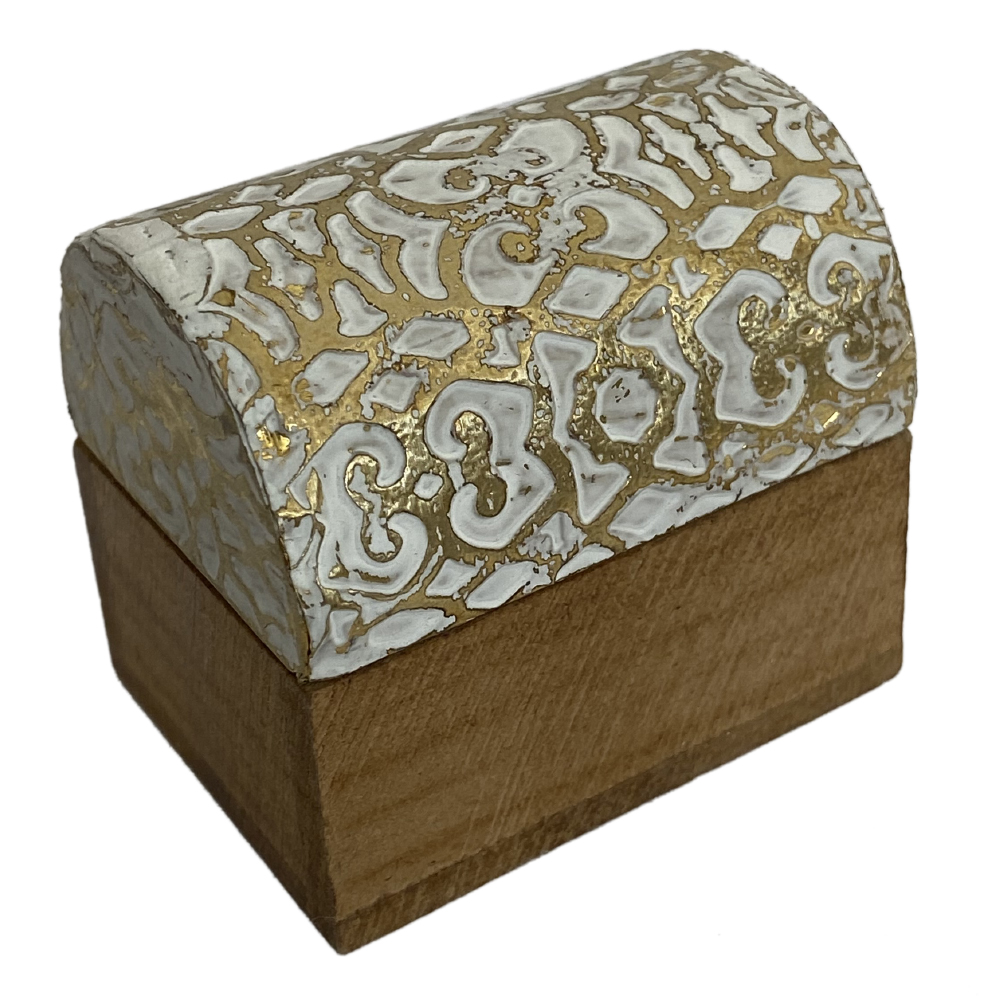 Mini boîte arabesque en bois blanc et or Mini boîte arabesque en bois blanc et or