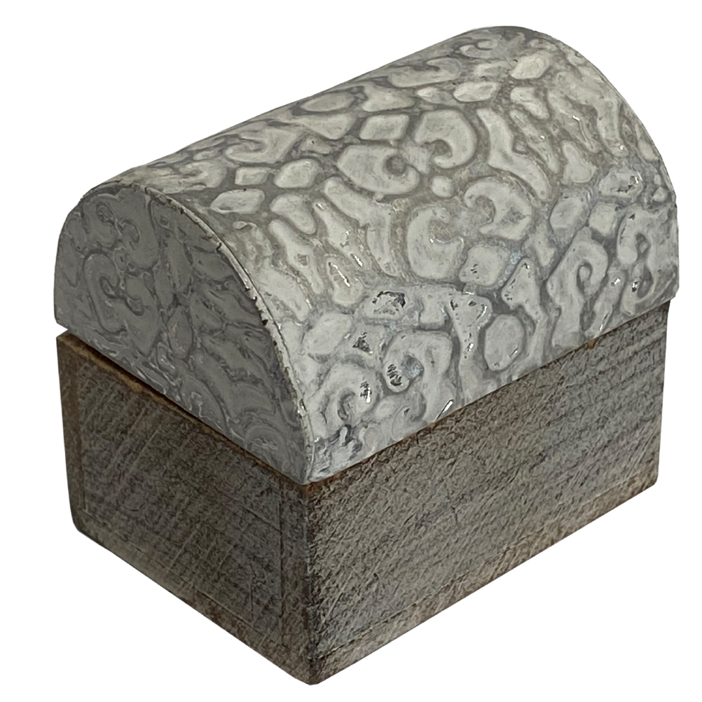 Mini boîte arabesque en bois blanc et argent Mini boîte arabesque en bois blanc et argent