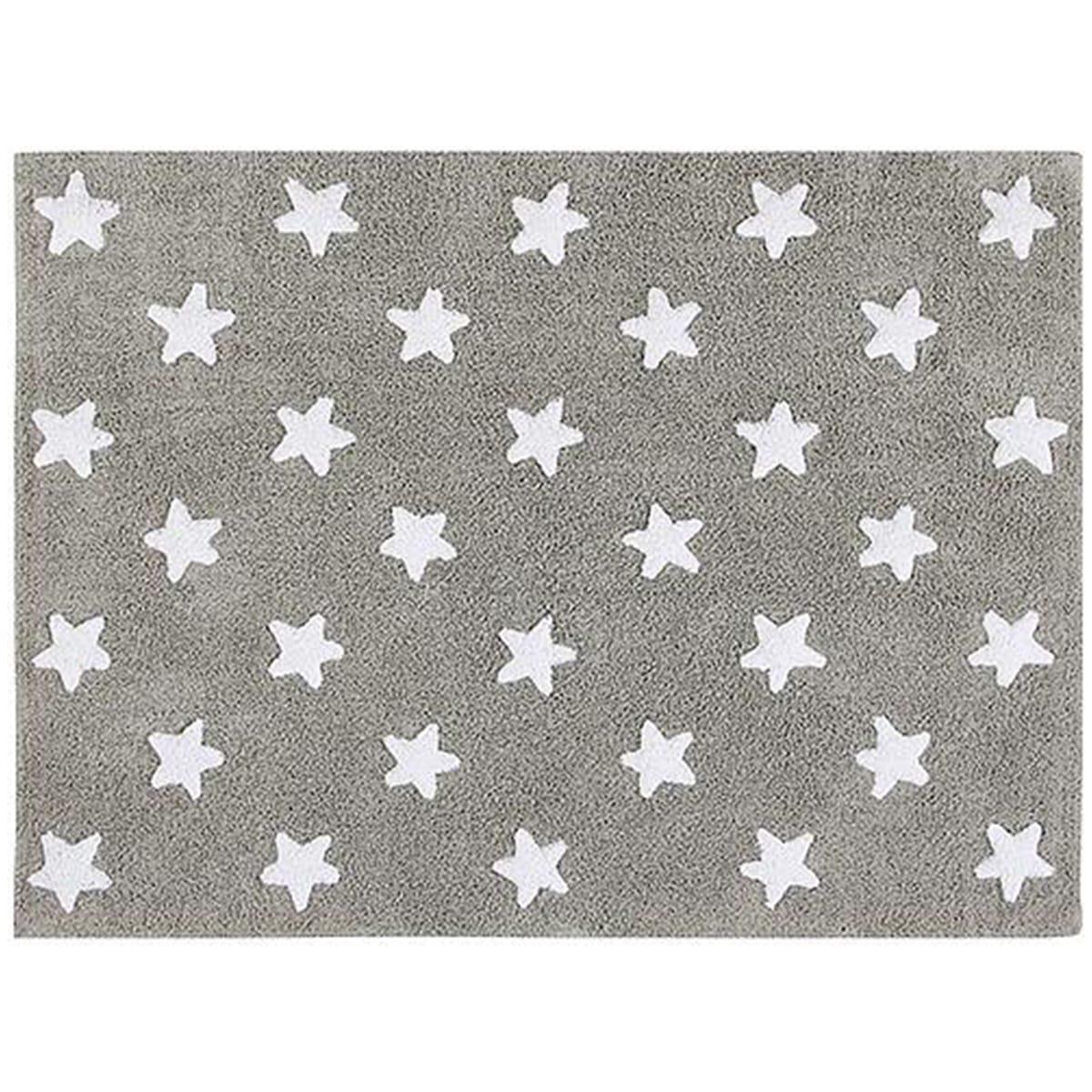 Tapis coton gris motif étoile 120x160