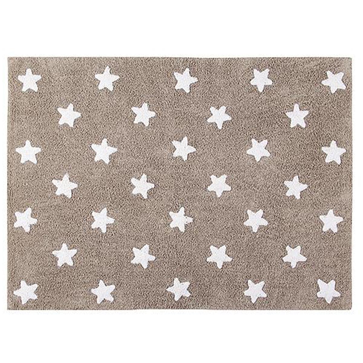 Tapis coton motif étoiles lin blanches 120x160