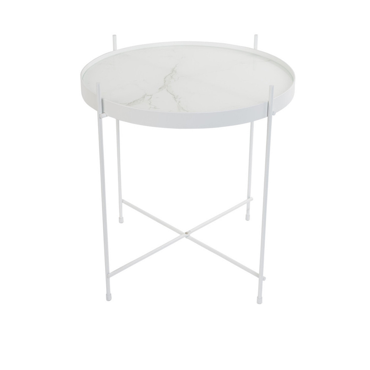 Table basse design ronde blanc effet marbre