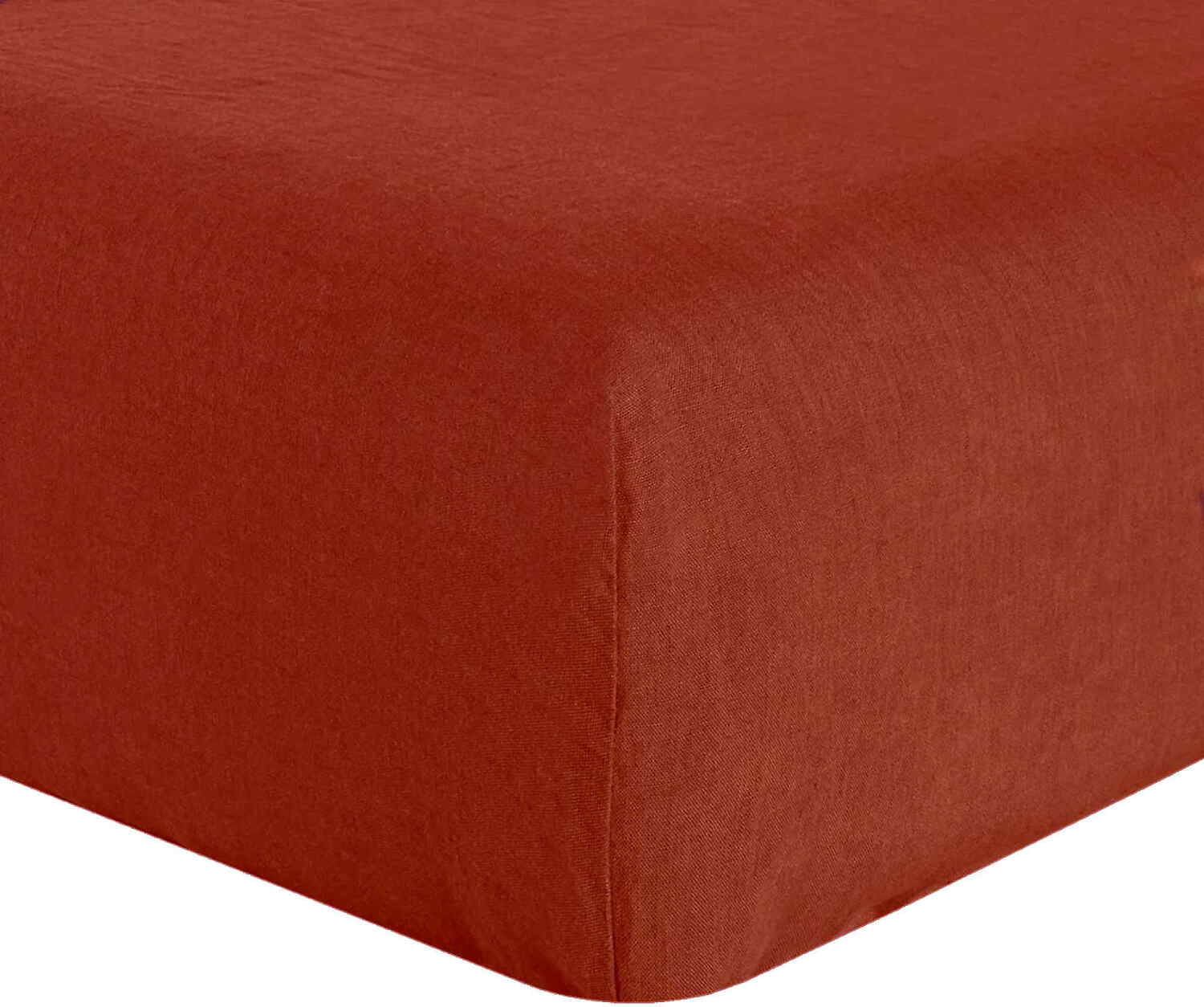 Drap Housse lin rouge 180x200 cm (photo) Drap Housse lin rouge 180x200 cm