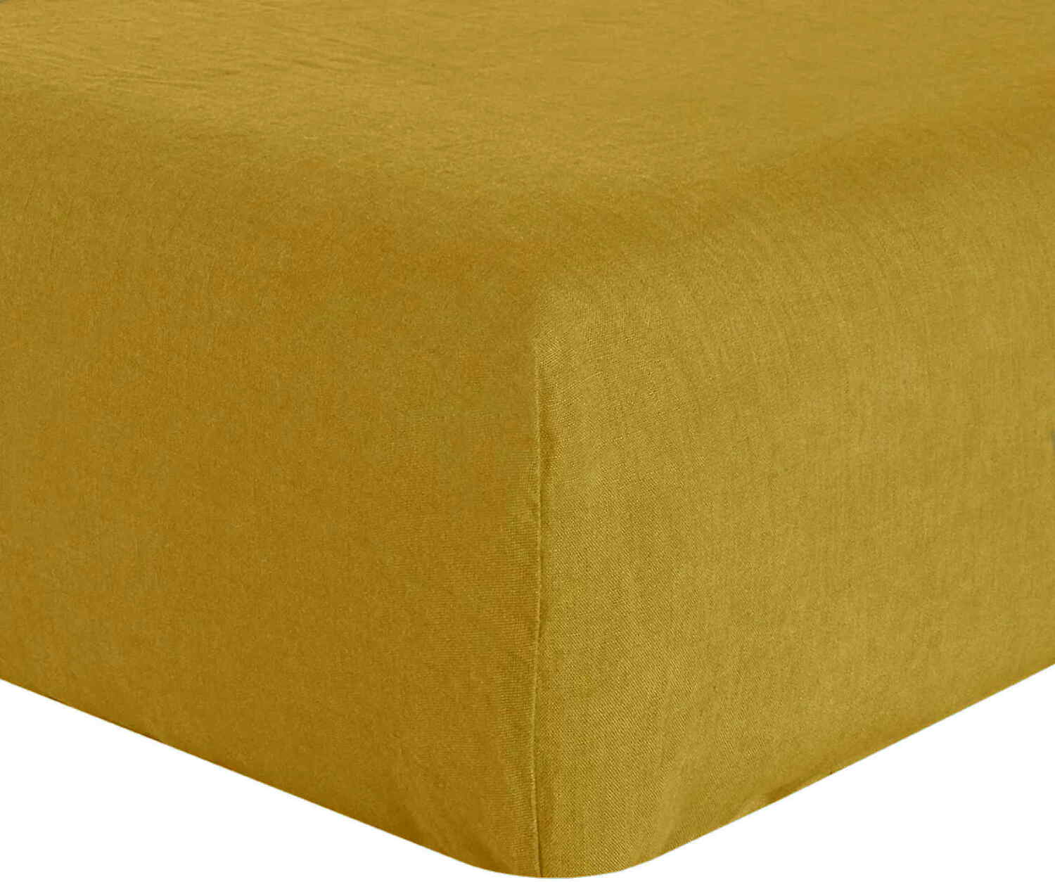 Drap Housse lin jaune 180x200 cm (photo) Drap Housse lin jaune 180x200 cm
