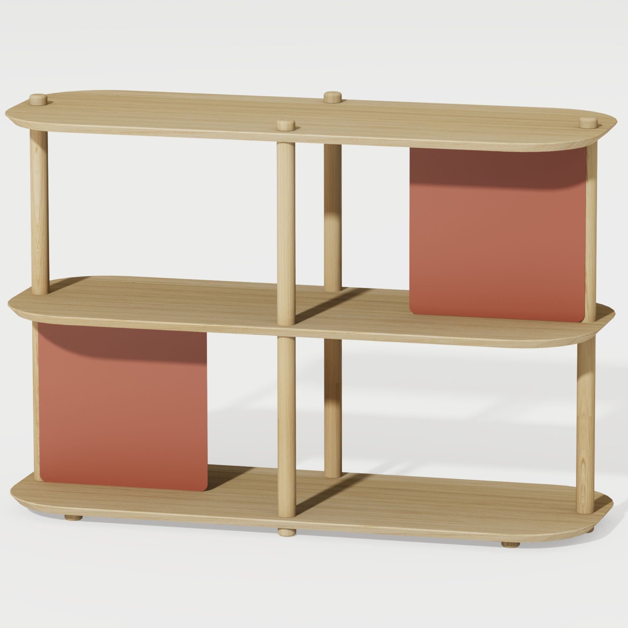 Grande étagère 3 niveaux en chêne et métal terracotta