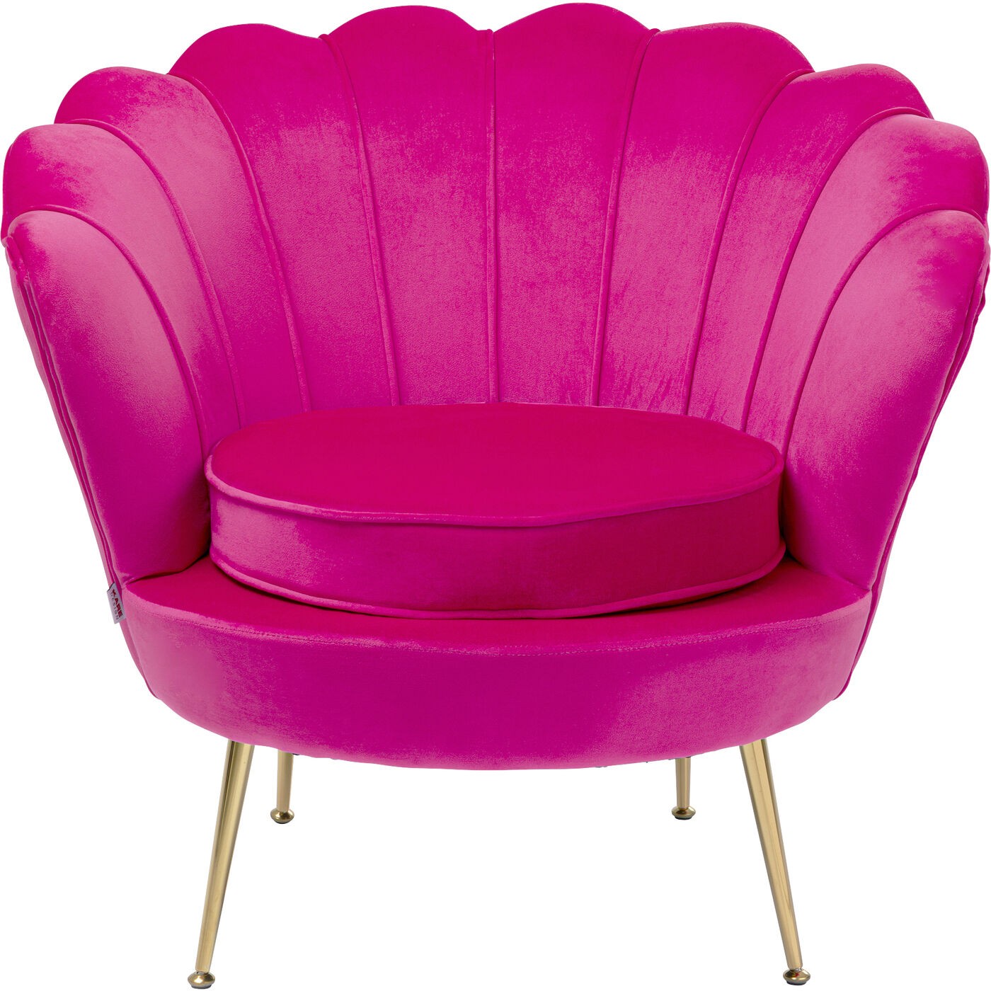 Fauteuil en velours fuchsia et acier doré Fauteuil en velours fuchsia et acier doré