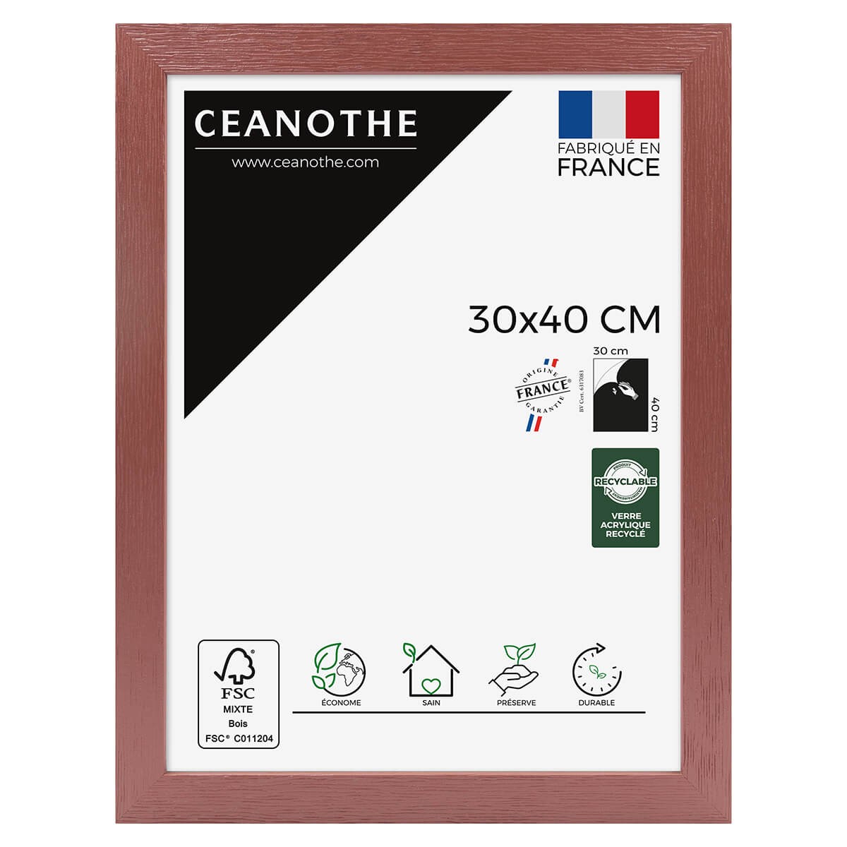 Cadre photo bois reconstitué Terracotta 30x40 cm Cadre photo bois reconstitué Terracotta 30x40 cm