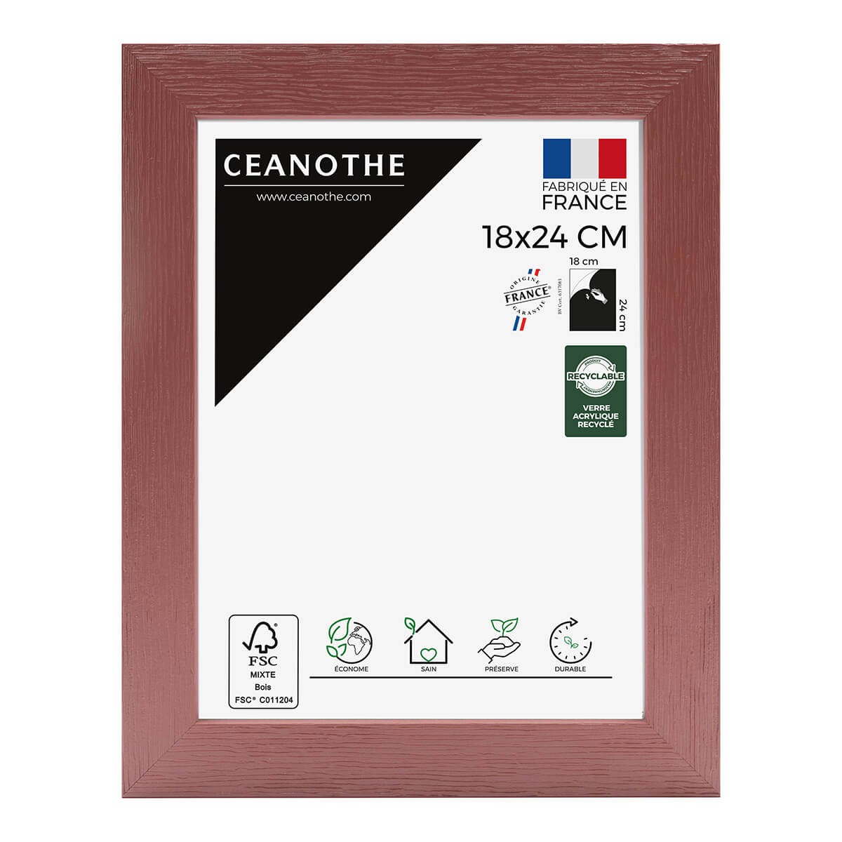 Cadre photo bois reconstitué Terracotta 18x24 cm Cadre photo bois reconstitué Terracotta 18x24 cm