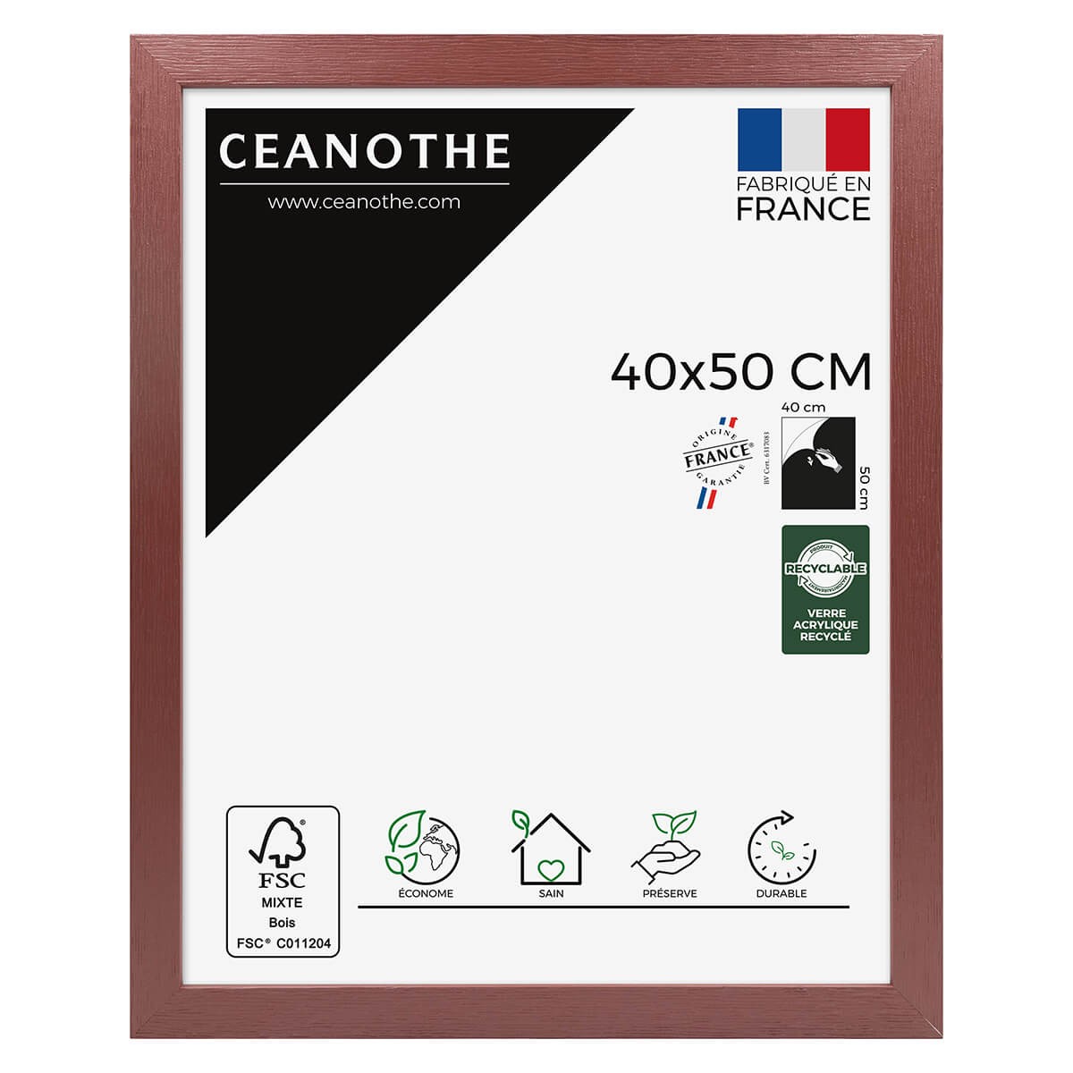 Cadre photo bois reconstitué Terracotta 40x50 cm Cadre photo bois reconstitué Terracotta 40x50 cm