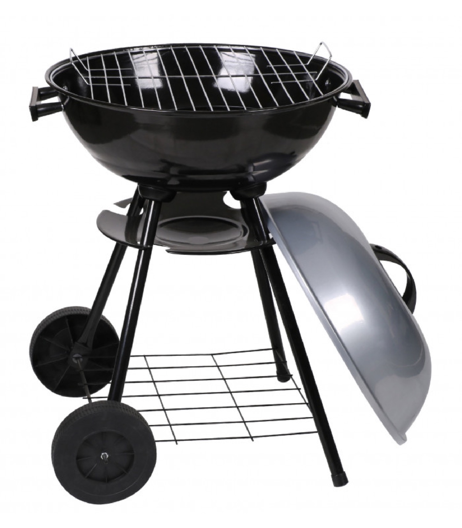 Barbecue avec couvercle rond sur roulettes Barbecue avec couvercle rond sur roulettes