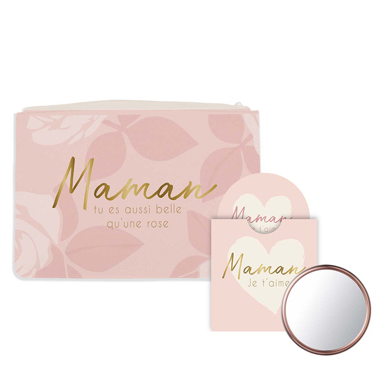 Lot pochette et miroir maman je t'aime (photo) Lot pochette et miroir maman je t'aime