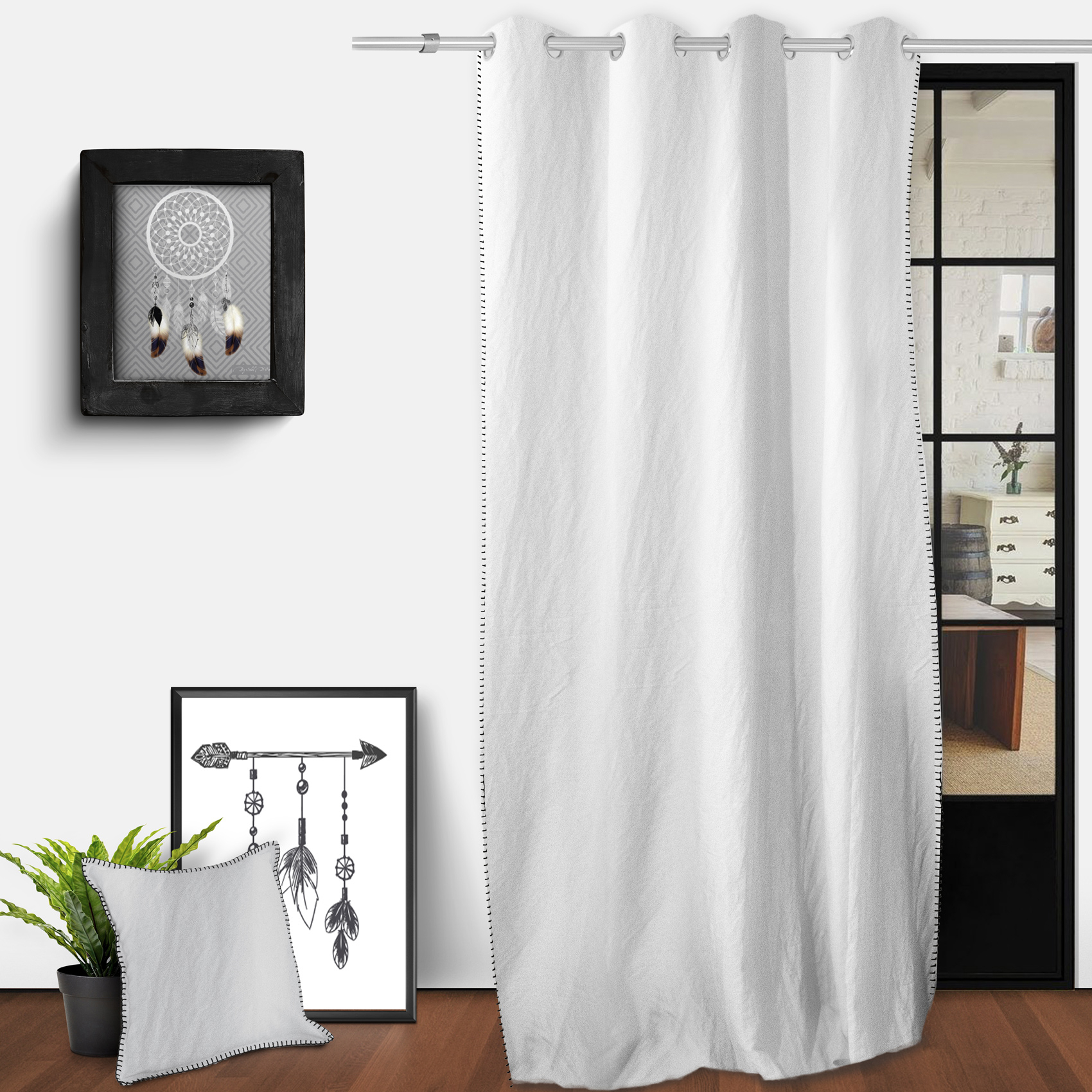 Rideau à œillets spirit coton blanc 250x135
